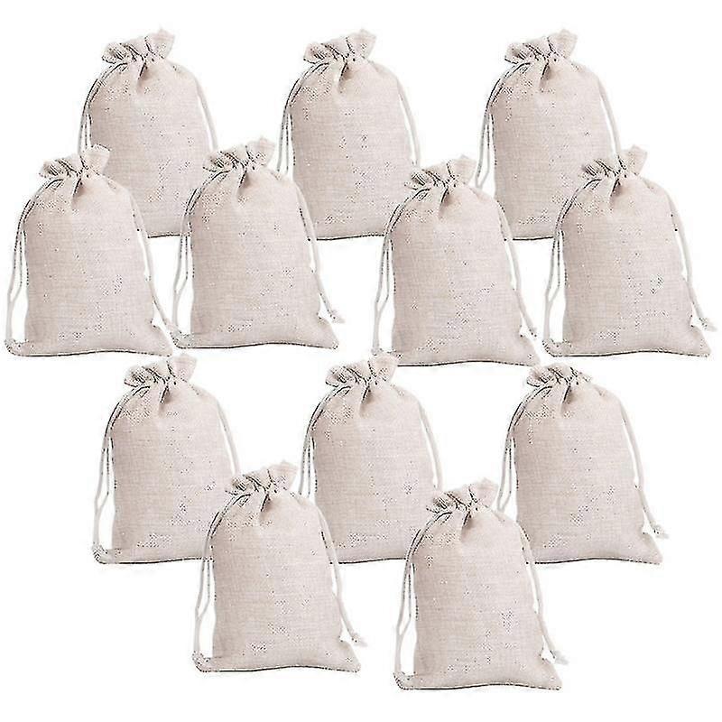 12stk Små Drawstring Poser Gjenbrukbare Muslin klut Candy Favor Bag smykker poser For W