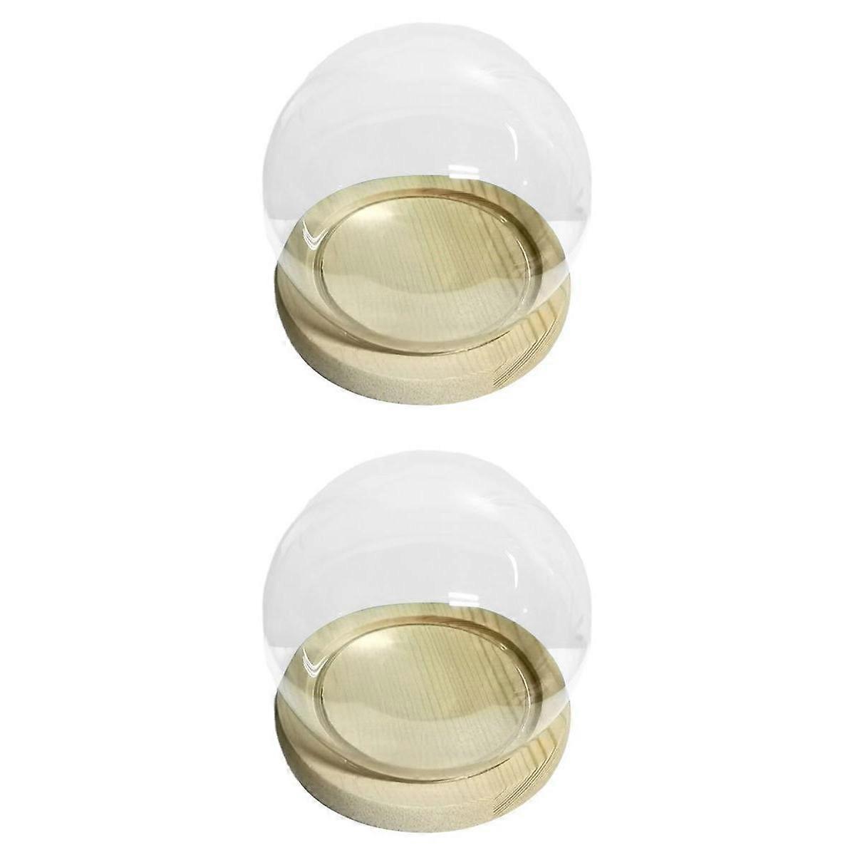 2pcsクリアクローシュディスプレイケースW /植物のためのウッドベースパーティーの装飾