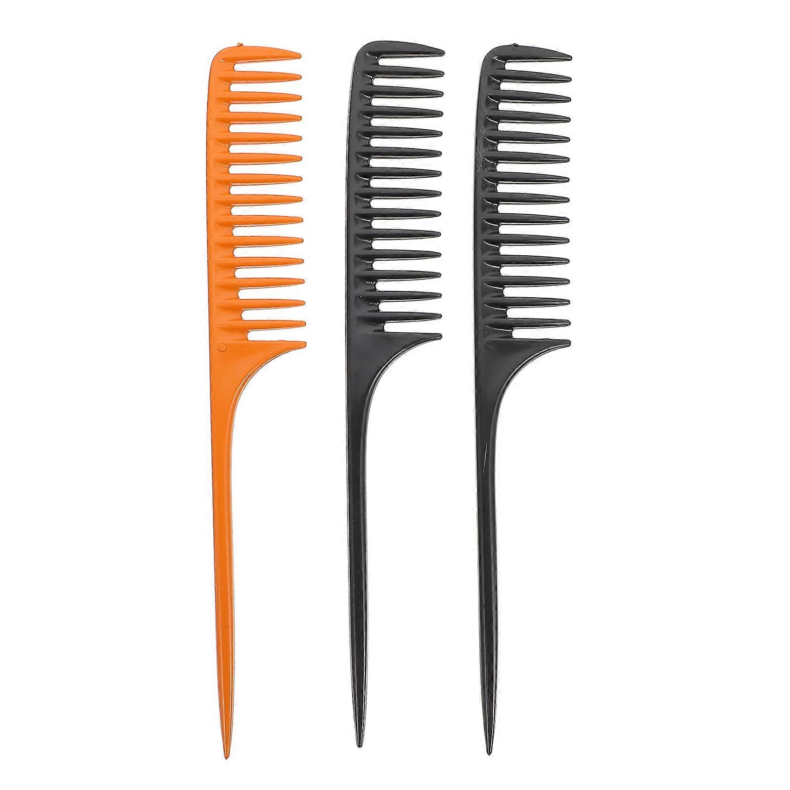 Wide Teeth Haircutting Comb for Combing 3Pcs Plastic Barber Pintail Set