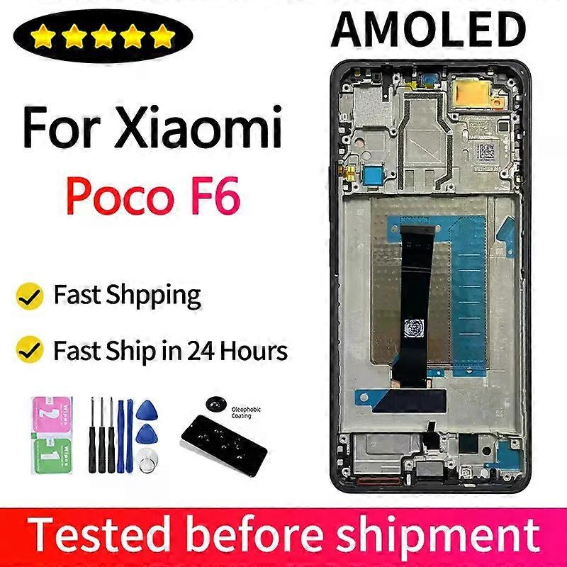 Display F6 da 6,67 "AMOLED 120Hz per Xiaomi Poco F6 LCD Display Touch Screen Digitalizzatore Assembly 24069PC21G 24069PC21I Display Frame