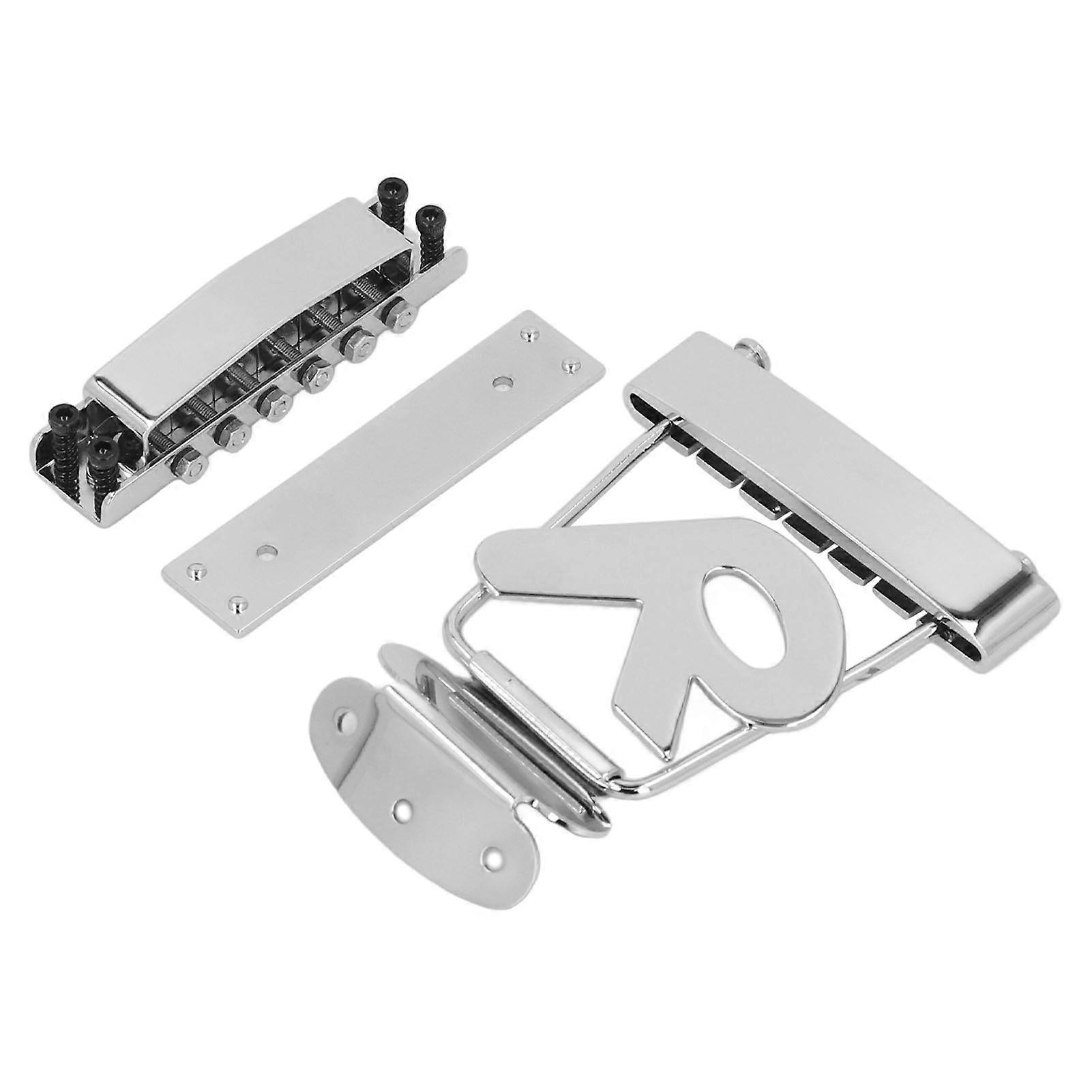 Guitar Trapeze Tailpiece and Bridge Set Stainless Steel Electroplating 6 String Trapeze Tailpiece and Roller Bridge 