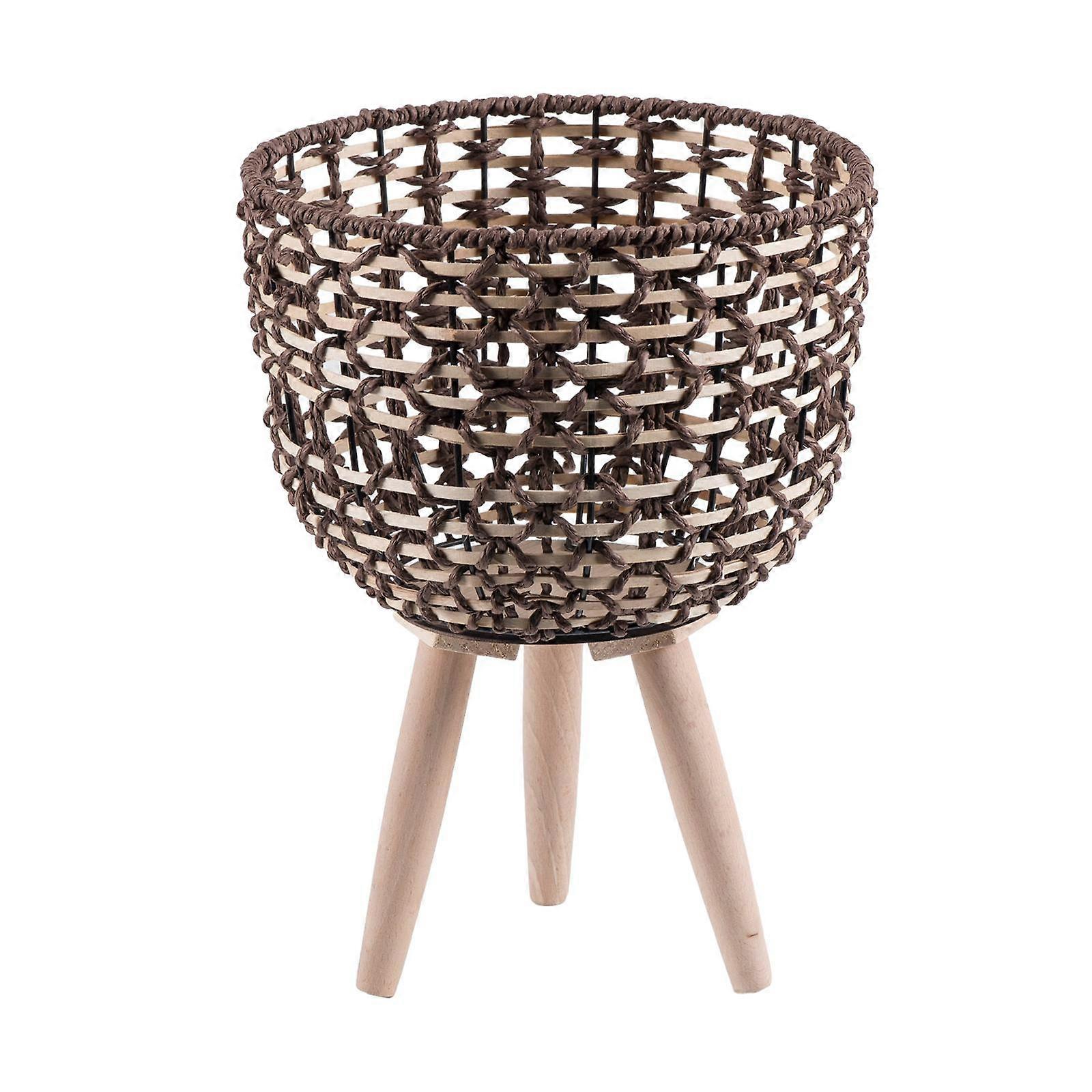 Plant Basket with Legs Flower Pot Display Decorative Stable Rustic Rattan Basket