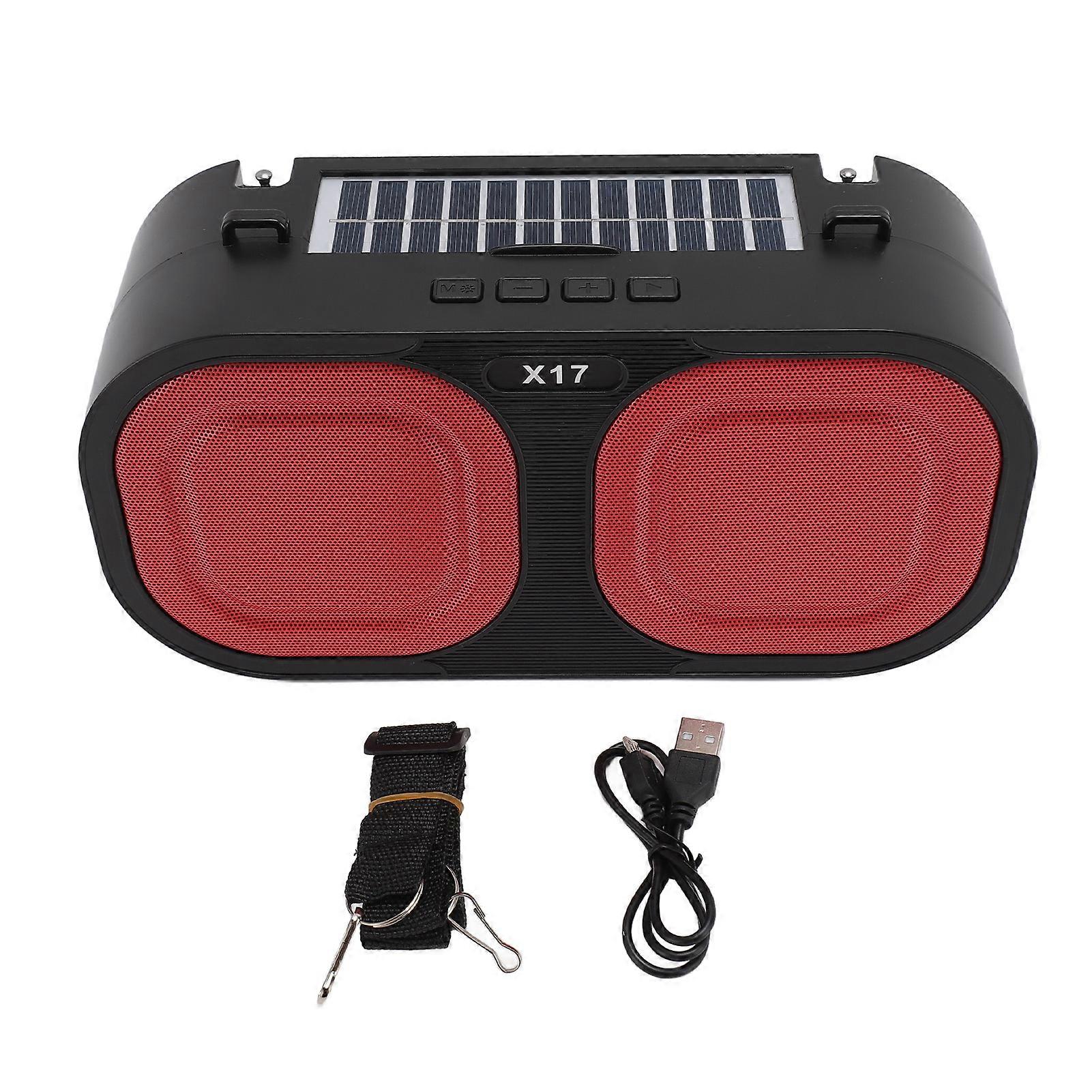 Solar Bluetooth Speaker Bluetooth 5.0 LED Light FM Radio Function Memory Card Slot USB AUX Input 1200mAh Weather Radio