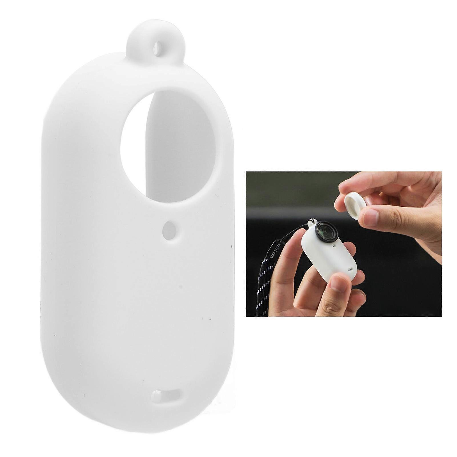Silicone Protective Case Set for GO 3S Thumb Camera Protective Cover and Lens Cap with Lanyard White 