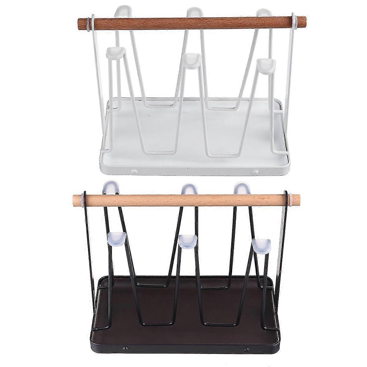 Japanese Style Wrought Iron Upside Down Drain Cup Holder - Storage Rack for Water Cups and Mugs