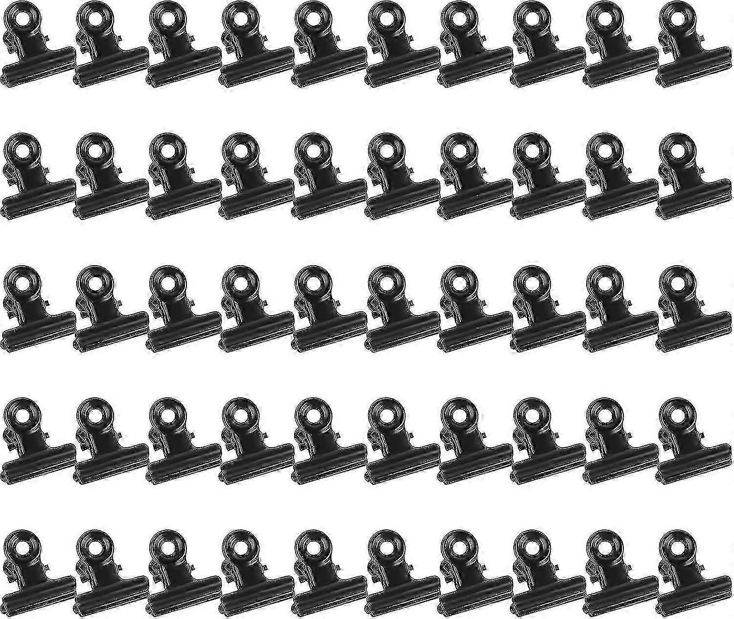 50pcsブラックメタルヒンジクリップ22mm強力なスプリングブルドッグクリップファイルバッグ写真用