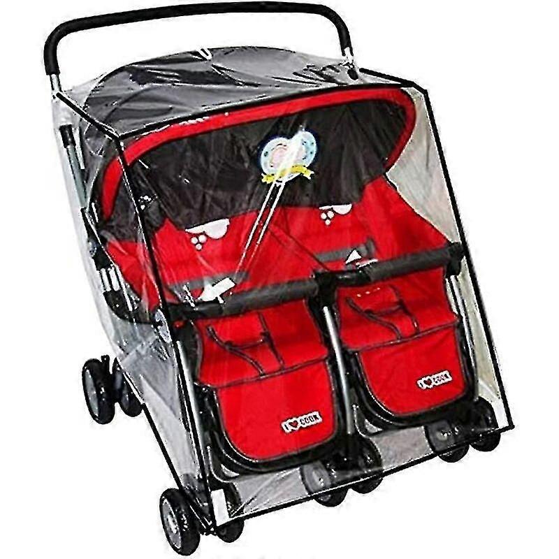 Universal Rain Cover Clear PVC Dustproof Windproof for Double Twin Pram Stroller