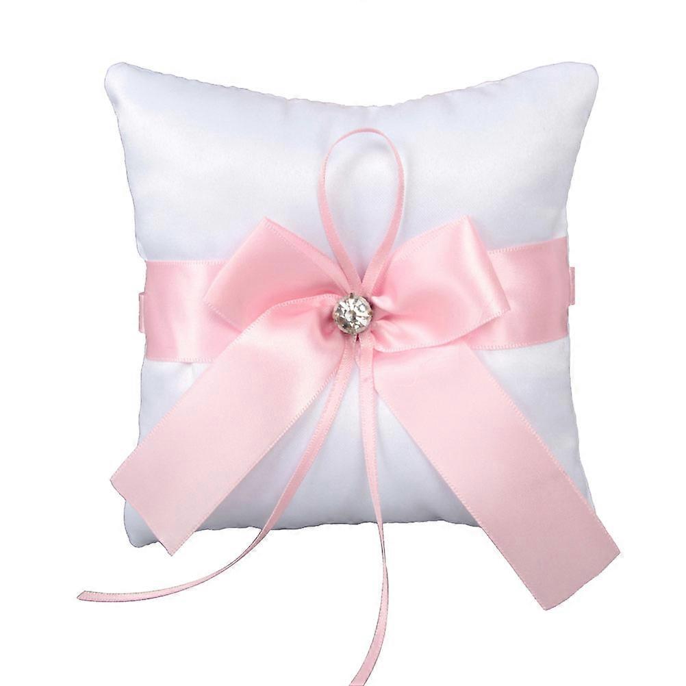 Pink Satin Wedding Ring Pillow – Soft Square Cushion for Ceremony, Engagement & Decorative Use