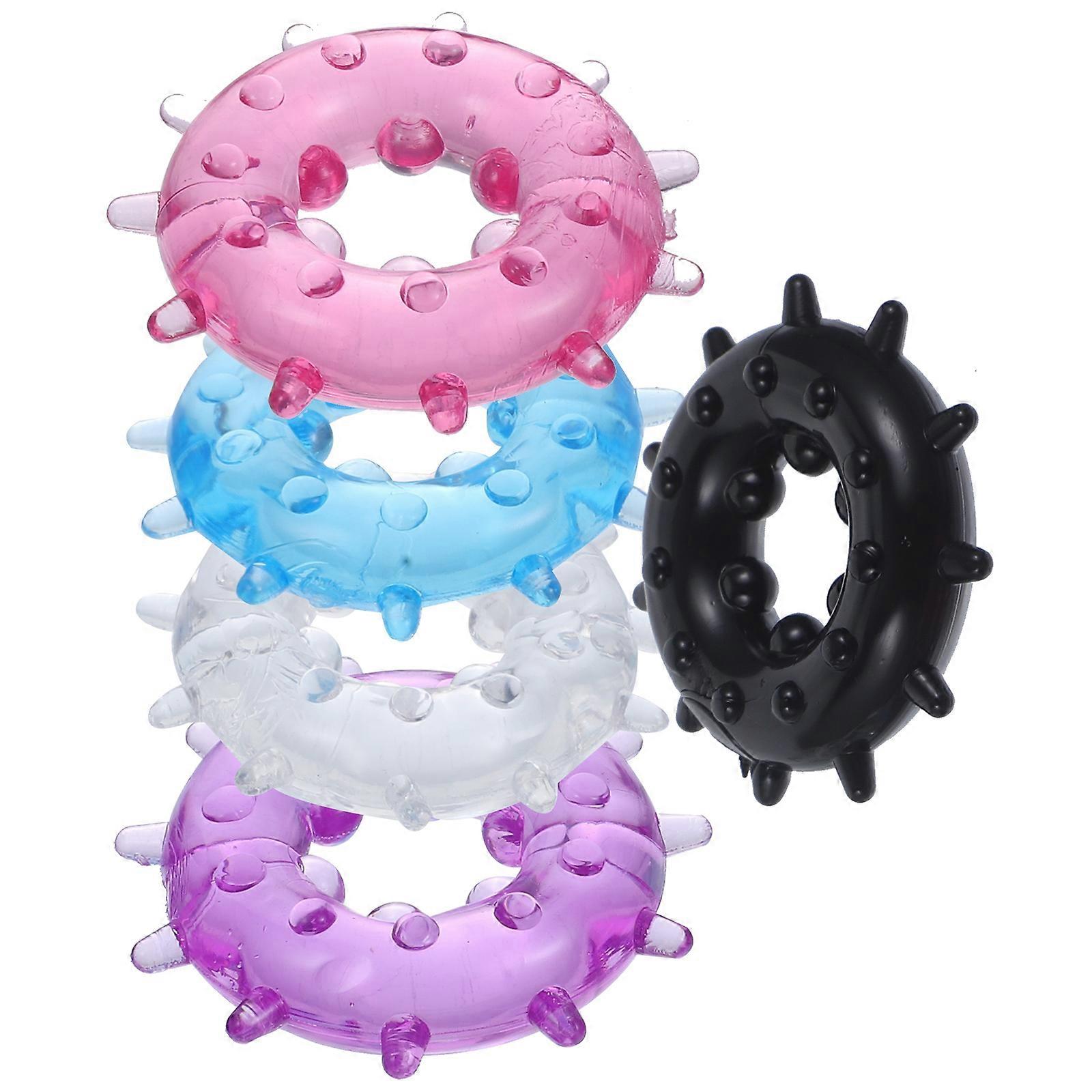 Purple Men Ring Stretchy Prolonging Climax ABS Material 5Pcs