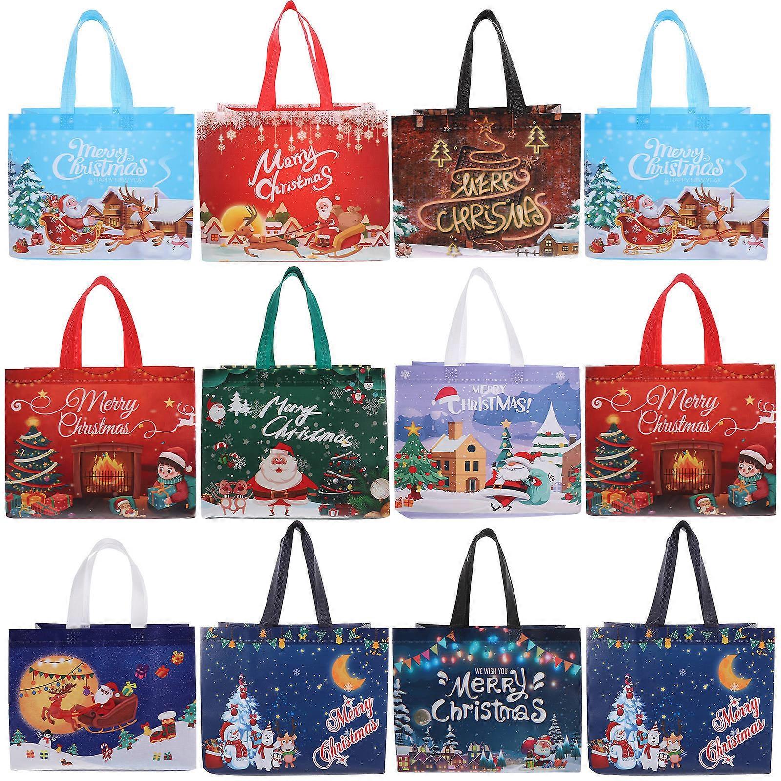 أكياس غير منسوجة حقائب حمل قابلة لإعادة الاستخدام مستلزمات عيد الميلاد المحمولة لون متنوع 17x25x31.5 سم مساحة تخزين كبيرة 30 قطعة