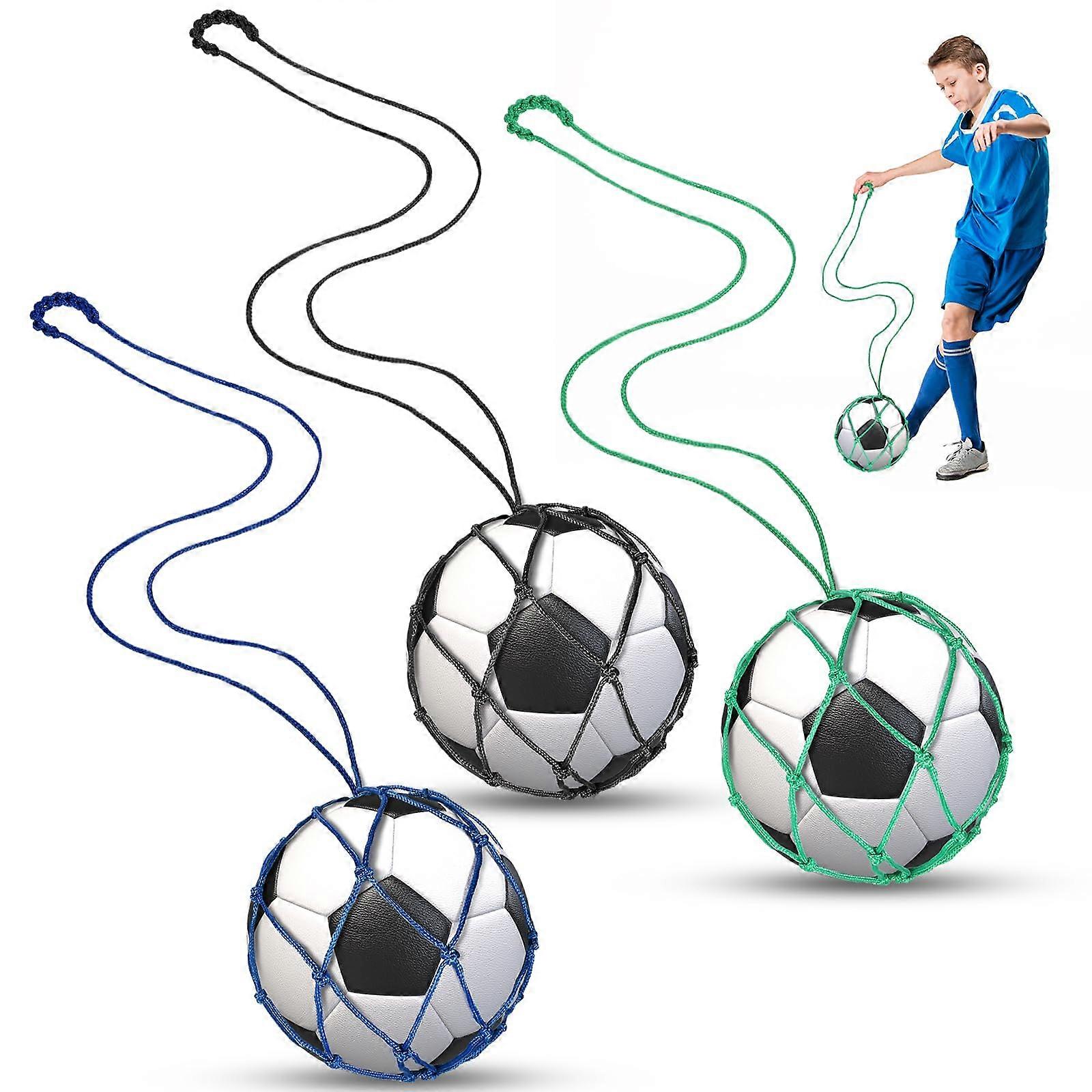Football Training Aid - 3-Pack Ball Net Kick Trainer for Solo Practice - Suitable for Children and Adults