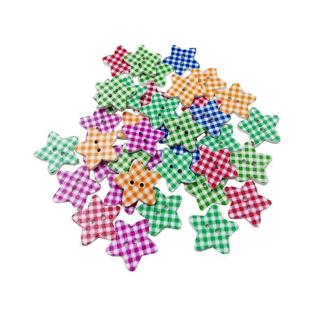 Decorative Buttons for Clothes Pentagram Buttons Knitting Crafts Bamboo 50Pcs