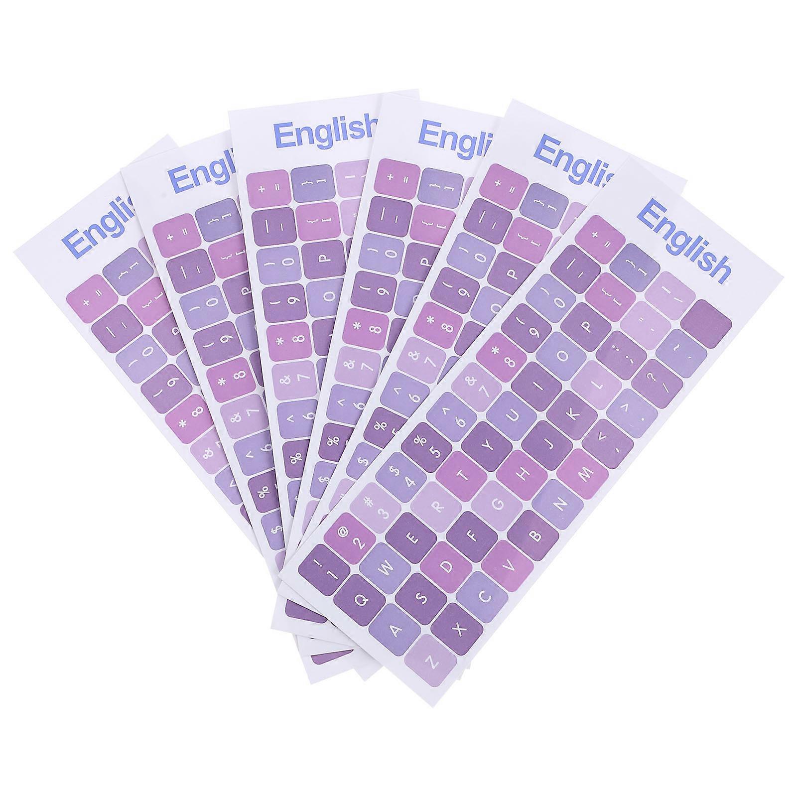 Laptop Keyboard Stickers Update Worn Out Keys Purple 18.4X6.7X0.01CM Easy to Type 6Pcs for Computer Laptop