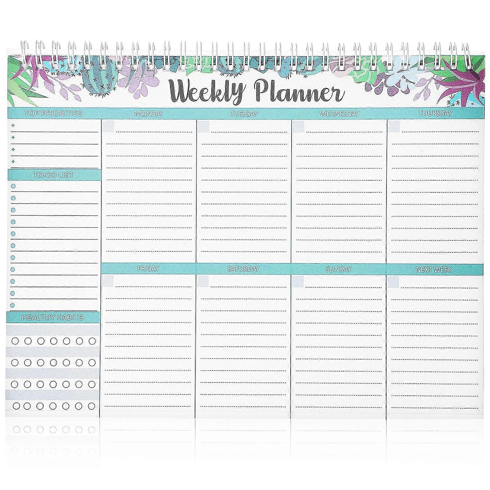 Priority Organization Weekly Planner Coil Binding Planning Multi Color PVC Material 19.00X25.40X1.00Cm 1Pcs
