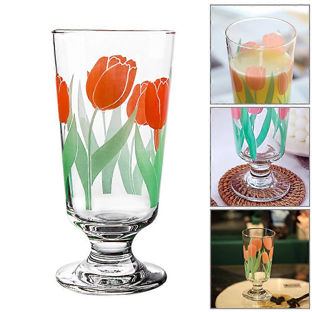Retro Tulip Glass Stemware Pastoral Style Milk Juice Beverage Goblet for Housewarming Parties Special Occasions Multi Purpose Drinking Glass
