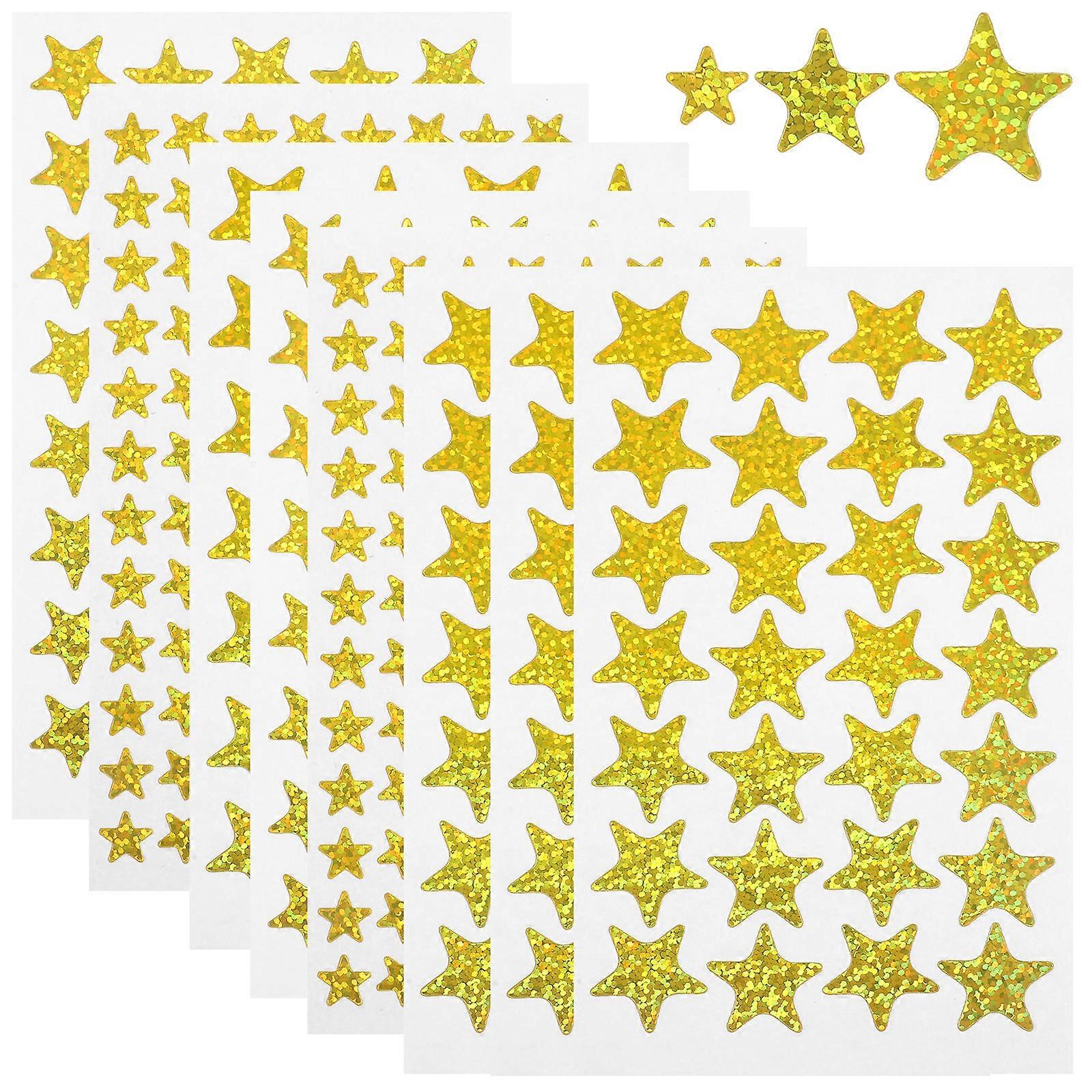 Mini Self Adhesive Stickers Pentagram Shaped Adhesive Stickers for Kids Parties Decoration 30 Sheets 2.2X2.2CM Golden
