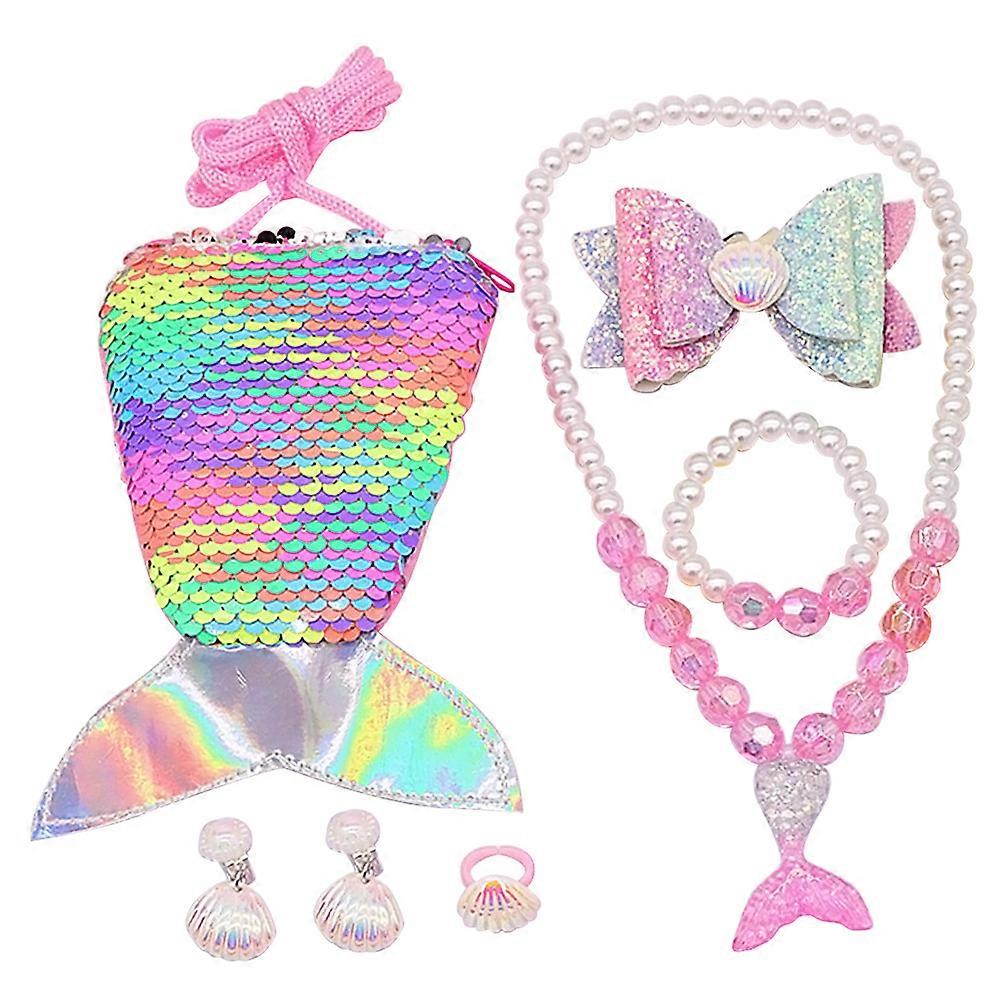Ensemble collier et bracelet sirène pour enfants 7 en 1, bijoux pour enfants, cadeau de fête
