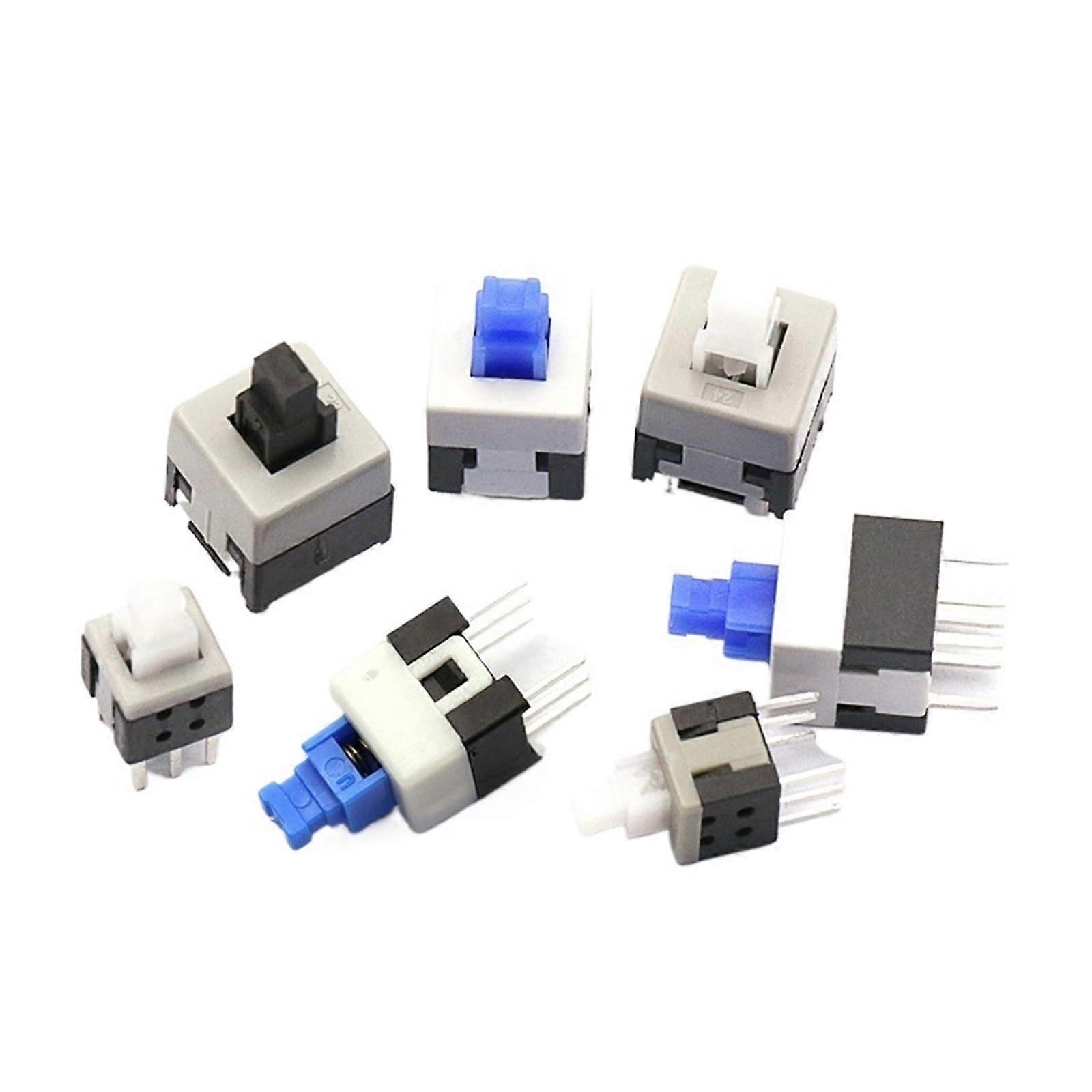 Self Locking Push Tactile Power Switch Kit - 10PCS 5.8x5.8mm, 7x7mm, 8x8mm, 8.5x8.5mm, 6 Pin Button Switches