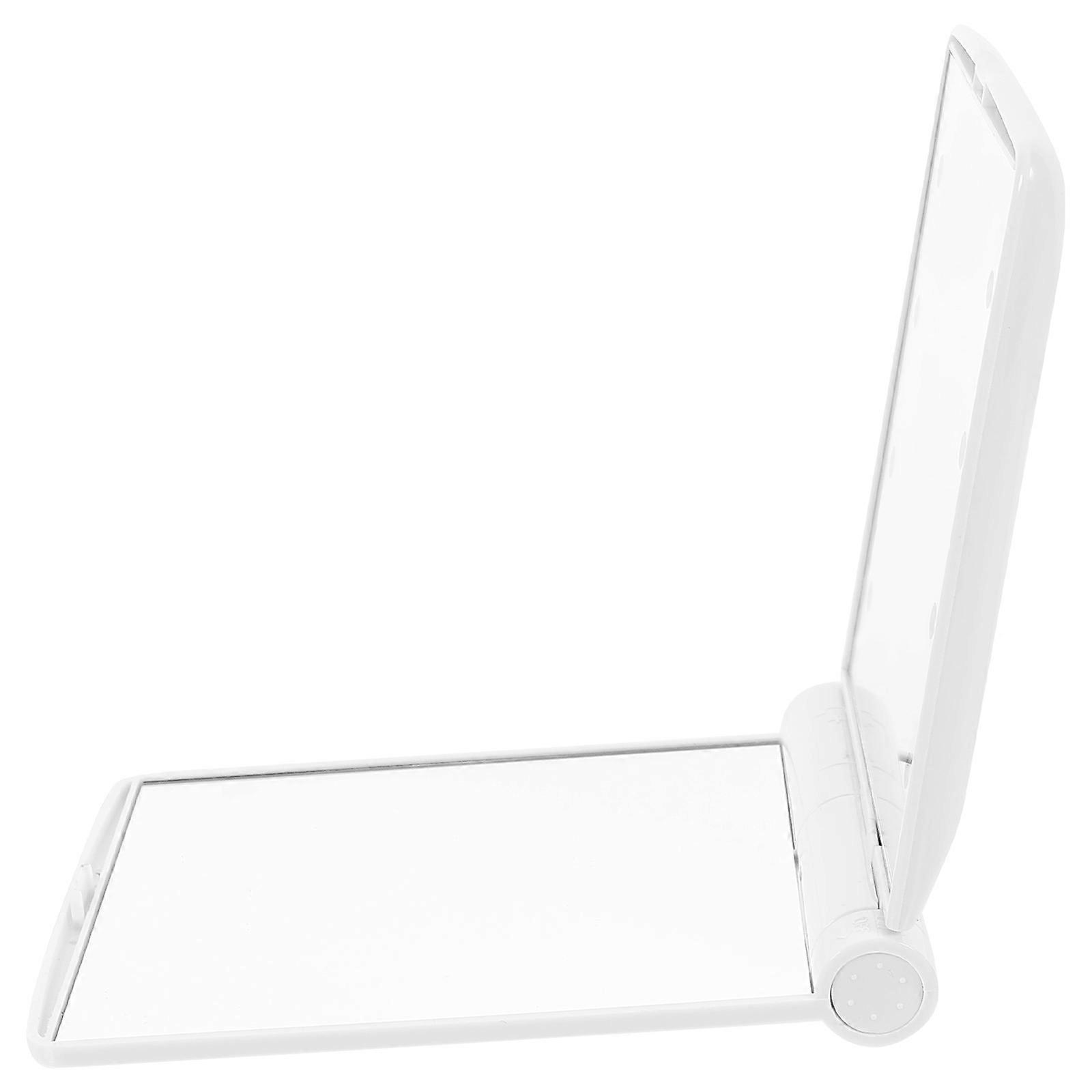 Portable Led Lighted Makeup Mirror Simple Appearance 11x8cm White Plastic Glass 1Set