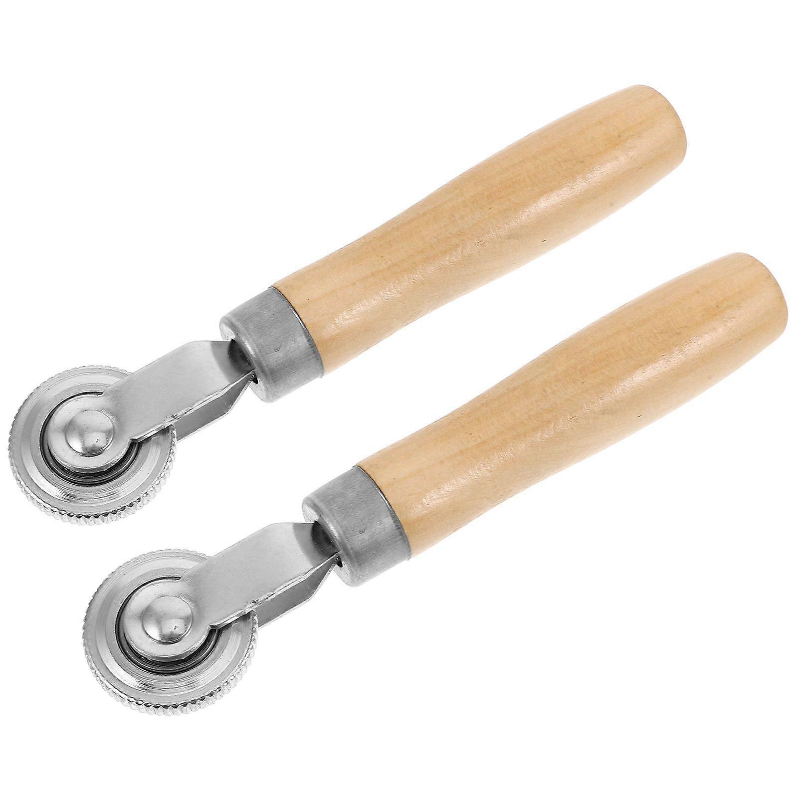 2pcs Durable Tire Repair Tools with Wooden Handle Lightweight Portable Patch Rollers for Car and Bike Puncture Fix