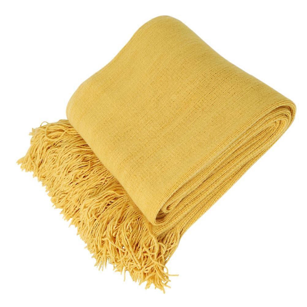 Solid Color Blanket Nordic Style Knitting Blanket Warmth Fashion Sofa Decoration 170x127cm Yellow 1Set