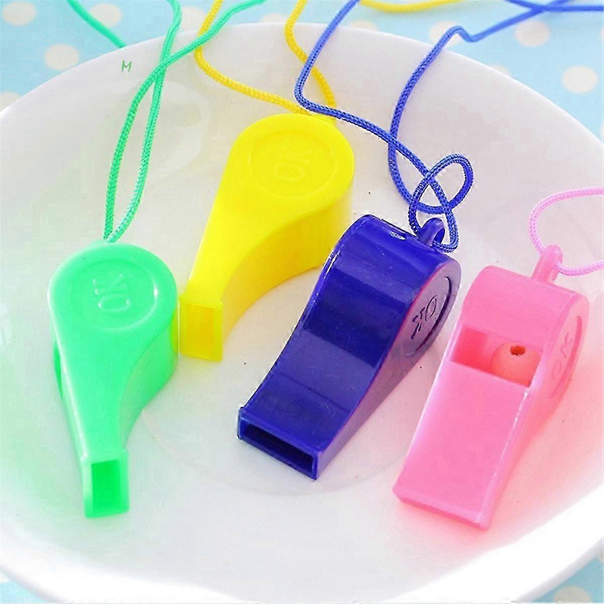 Plastic Whistle Colorful Cheer Referee Whistle with Lanyard (Random Color)