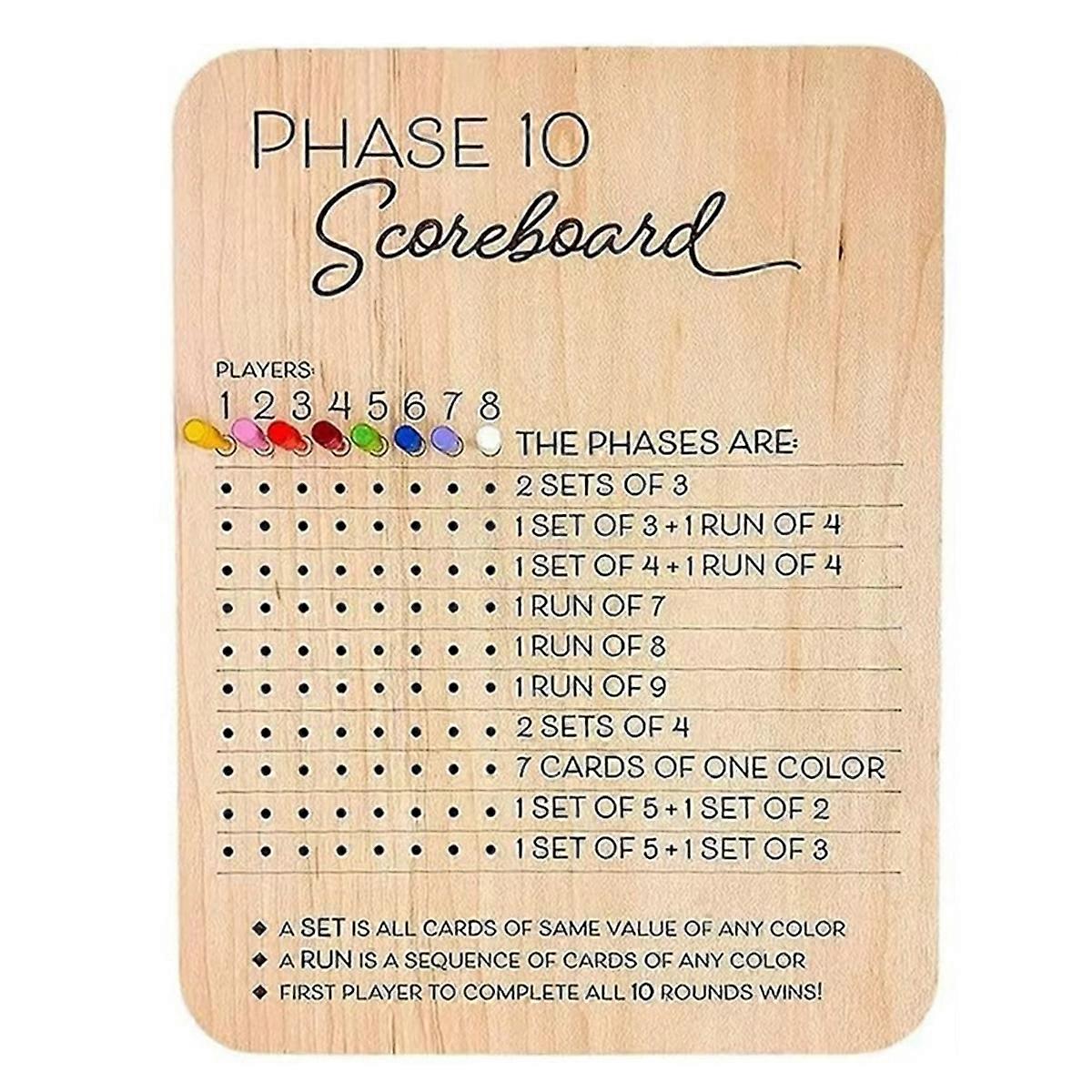 Phase 10 Score Board - Phase Ten Scorecard and Round Tracker Phase