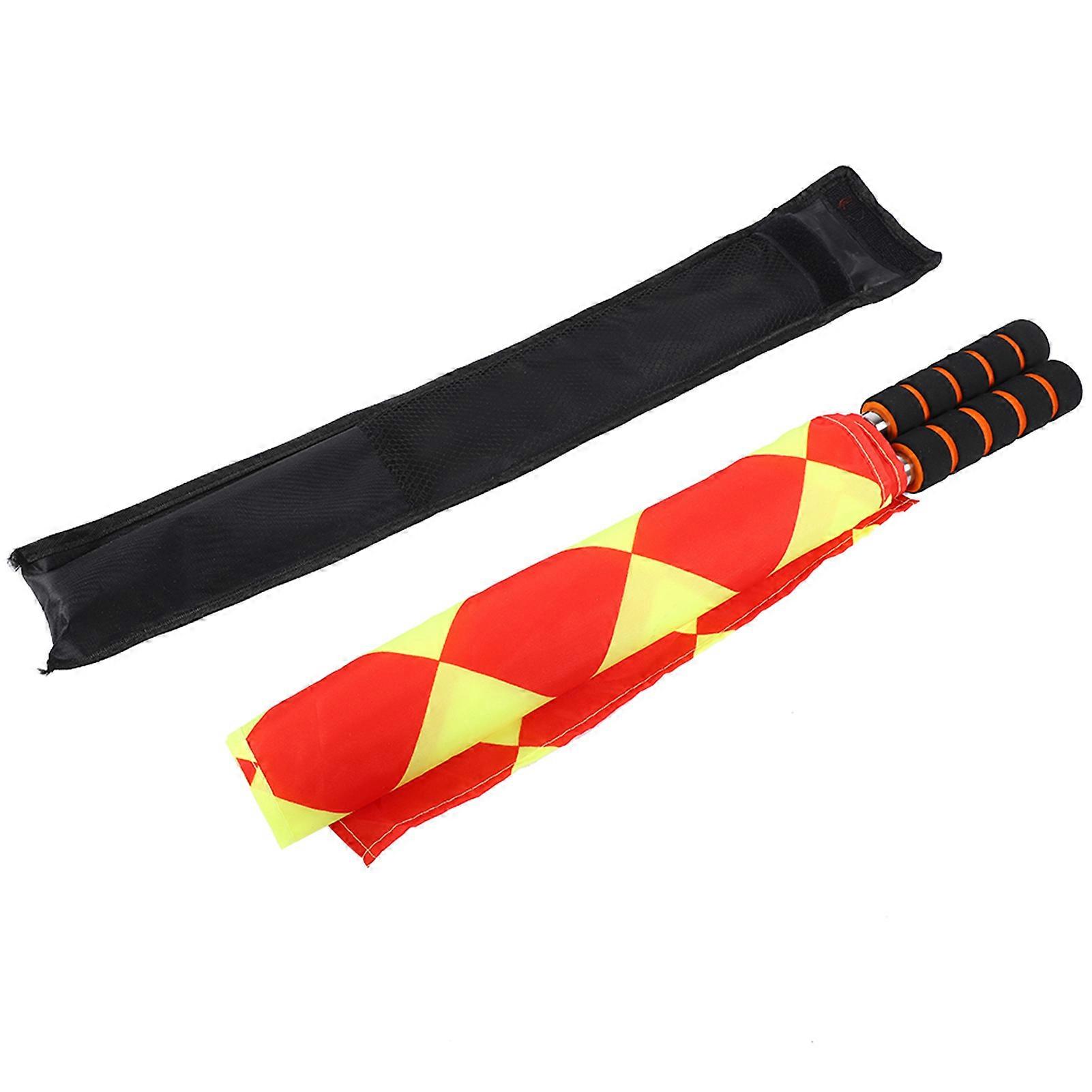 2Pcs/Bag Soccer Football Referee Sport Match Linesman Flag with Storage Bag
