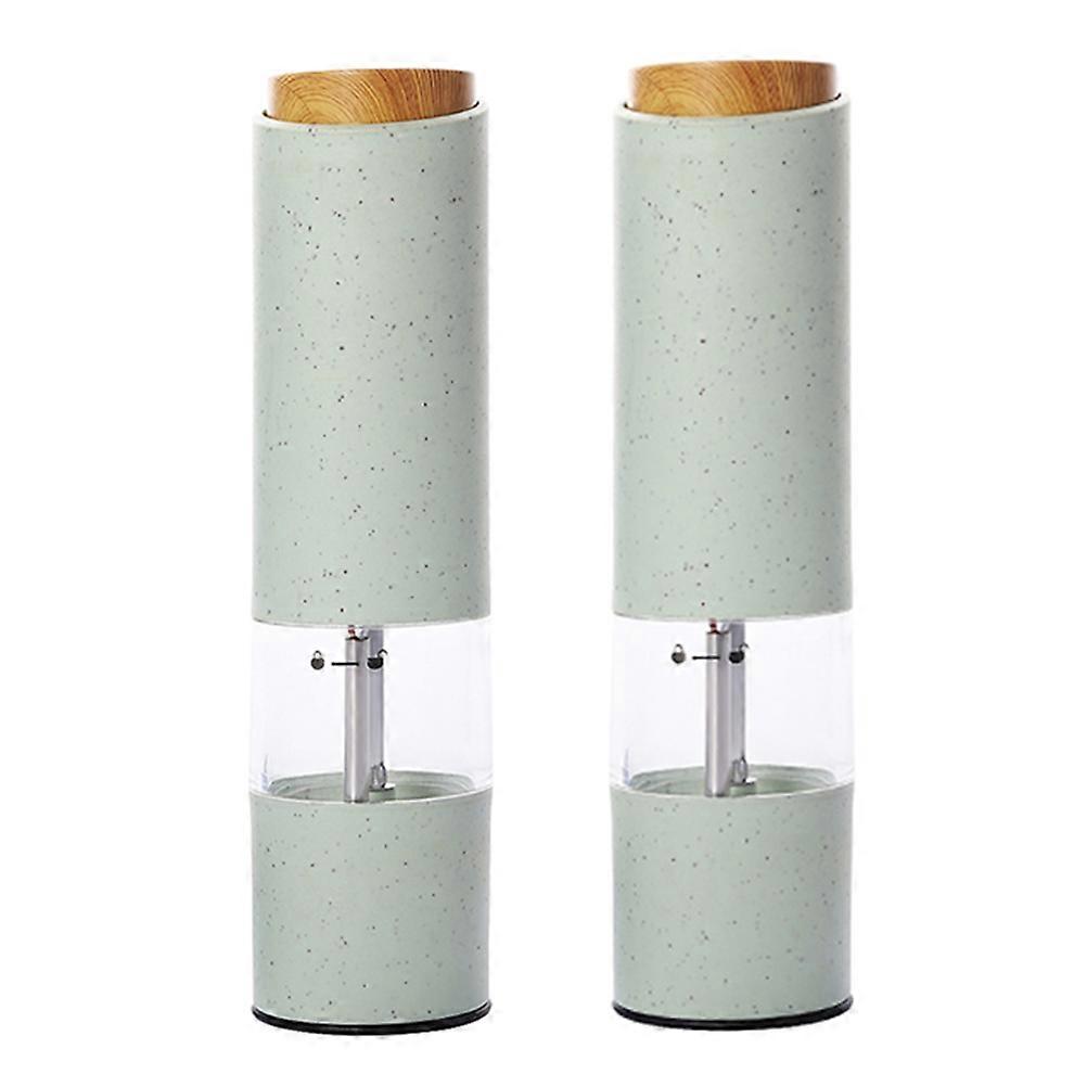 Portable Handheld Grinder for Kitchen Electric Pepper Grinders Green Color 5.2X5.2X20.5cm Size 2Pcs