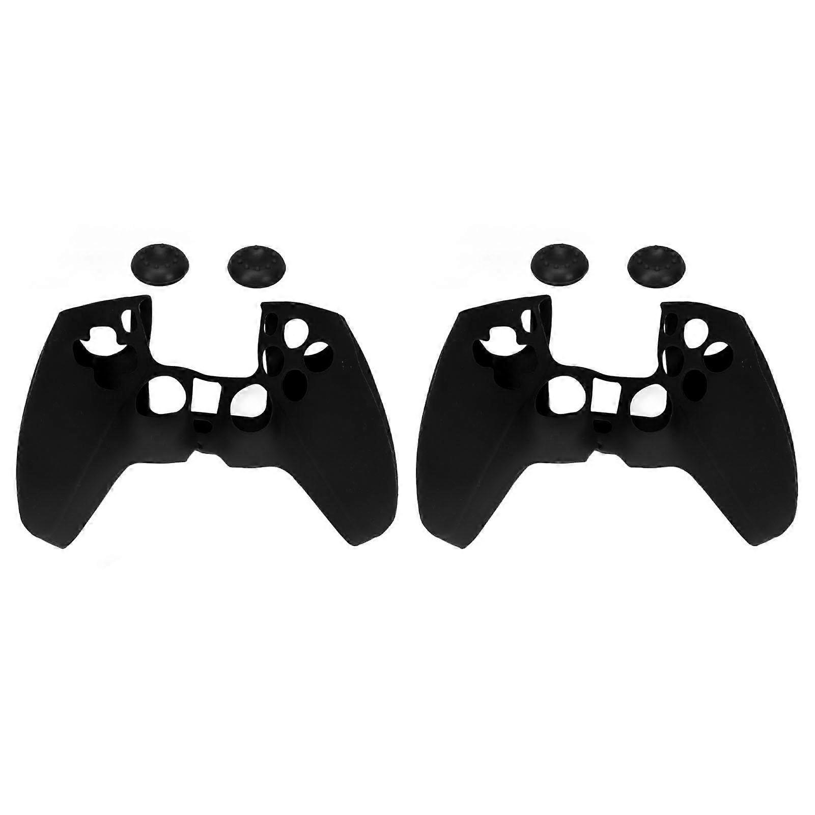 2 Pack Ergonomic Silicone Protective Cover for PS5 Controller, Soft, Non-Slip, Dustproof, Black