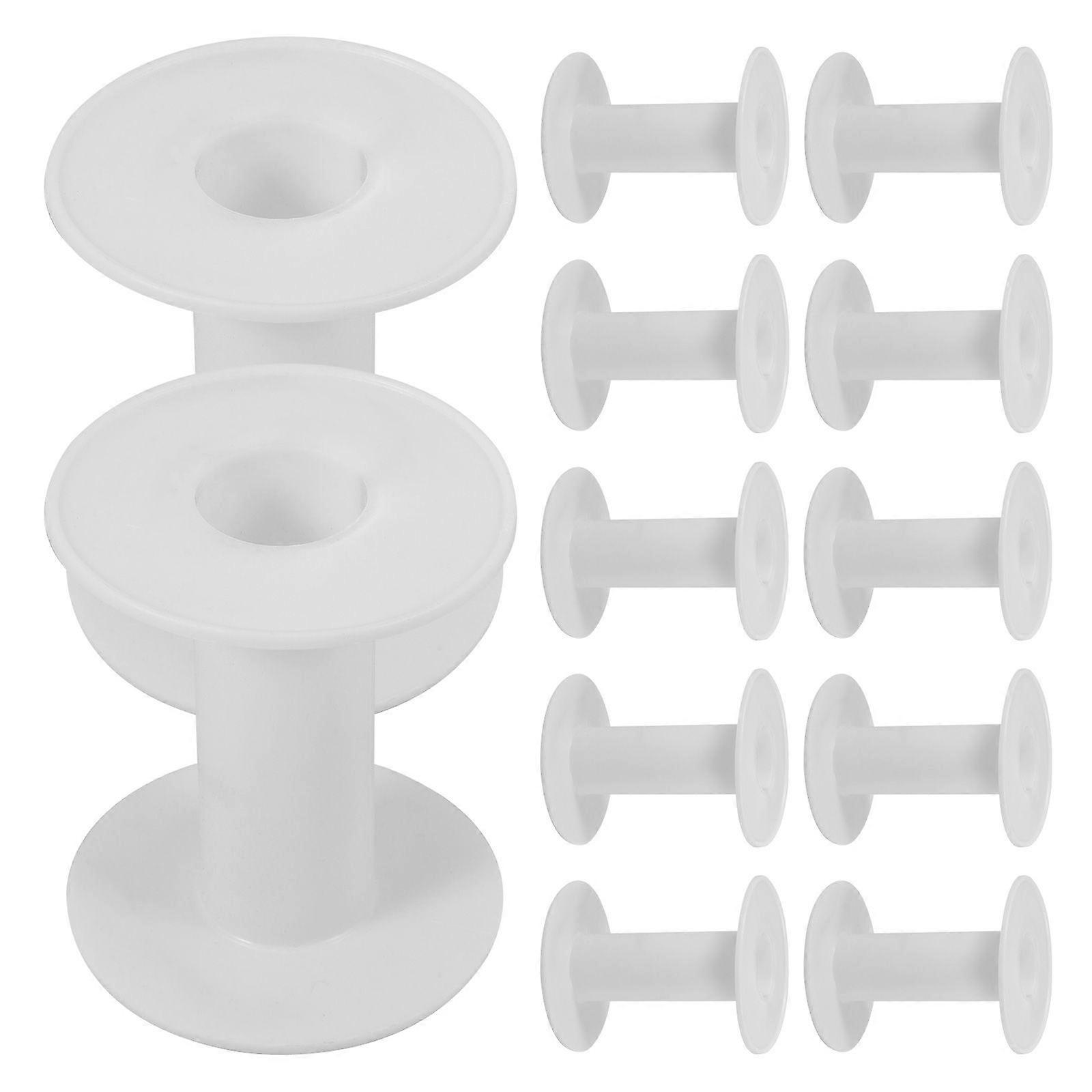 10pcs Empty Spools White Plastic Spools Wire Weaving Bobbins Ribbon Chain Tape Spools Craft Thread Spools for Embroidery Thread Yarn Ribbon Crafts and