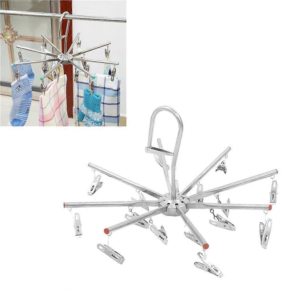 Stainless Steel Foldable Clothes Hanger with Clips, Space Saving Drying Rack for Socks, Diapers, and Towels – Ideal for Home Laundry and Bedroom Use
