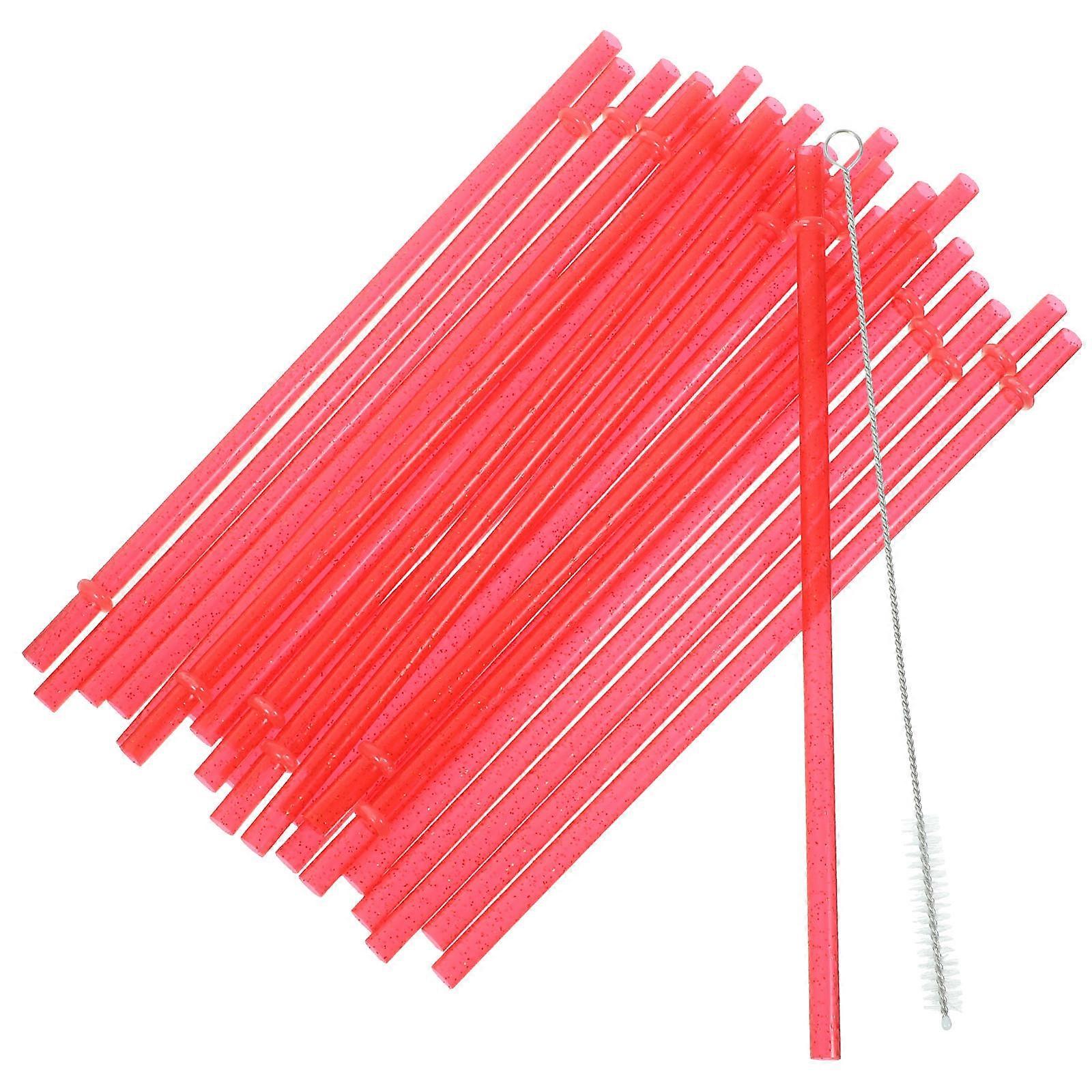 قش الشرب القابل لإعادة الاستخدام قش ماء عصير طويل للحفلات مع فرشاة تنظيف 25 قطعة