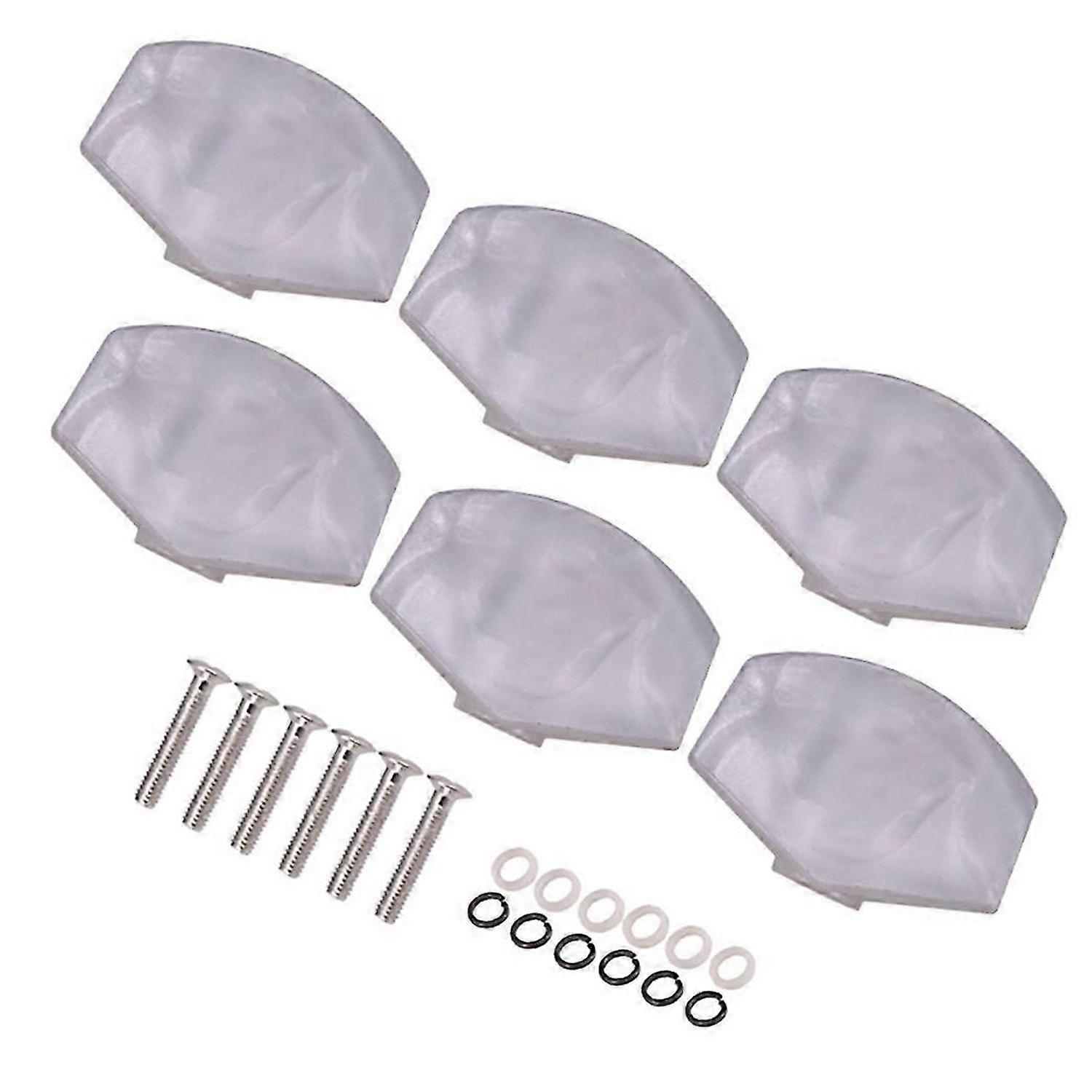6 Pcs Guitar Tuners Machine Head Buttons White Pearl Tuning Key Square Buttons Handle Caps