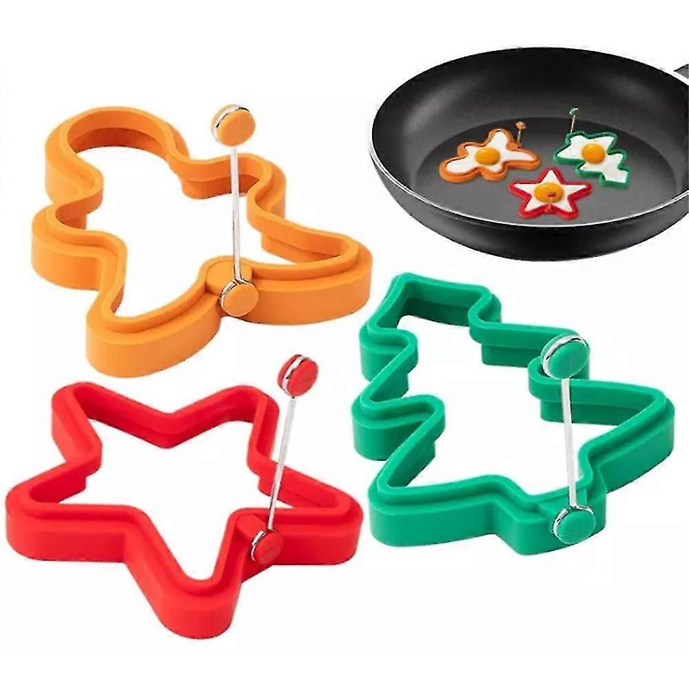 3pcs Silicone Christmas Pancake Mold Nonstick Heat Resistant Multi-function Portable Creative Frying Eggs for Cooking Tool