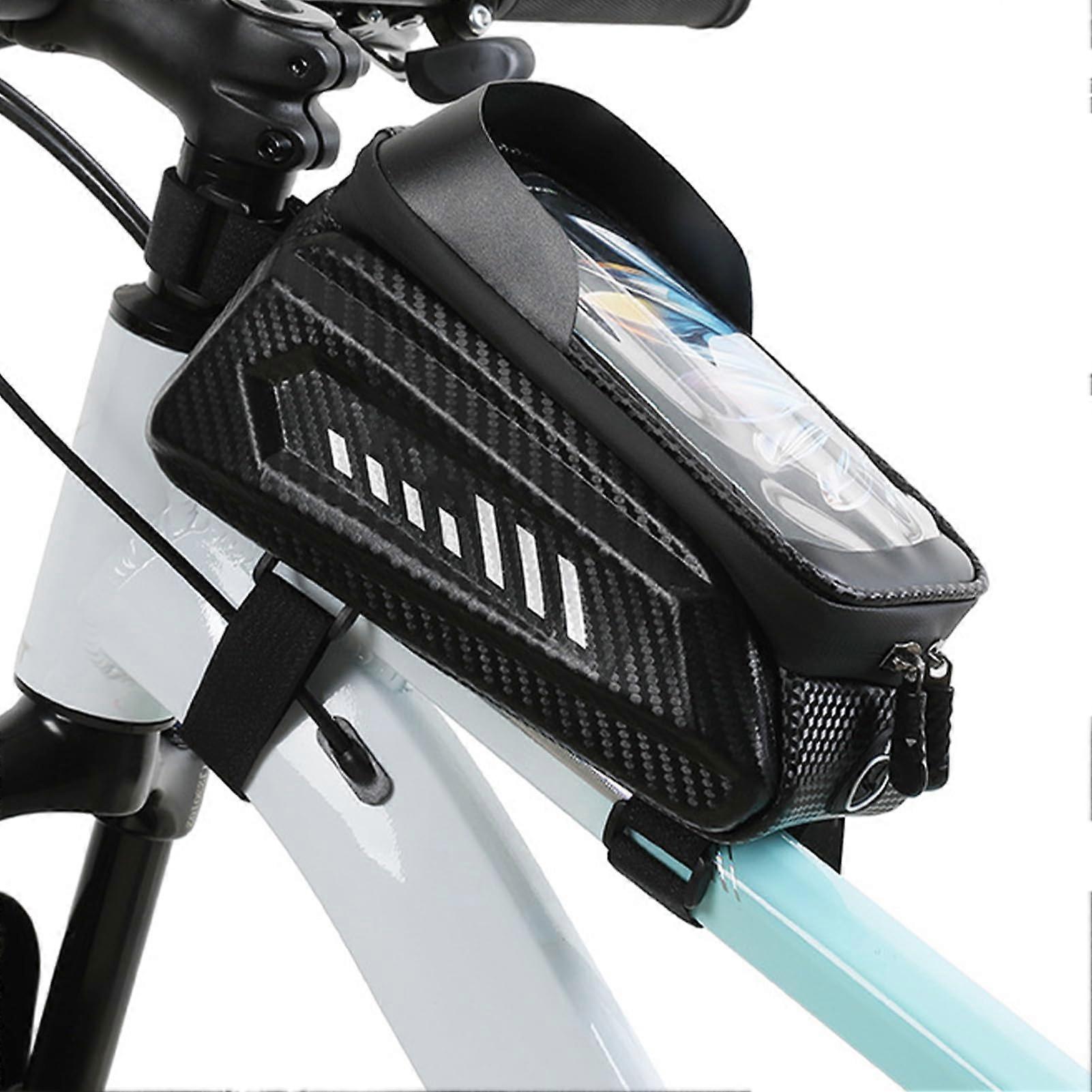 Bike Frame Bag, Waterproof Touchscreen Top Tube Pouch, Small Cycling Storage Pack for Mountain & Road Bikes, 9.06"x4.72"x5.51"