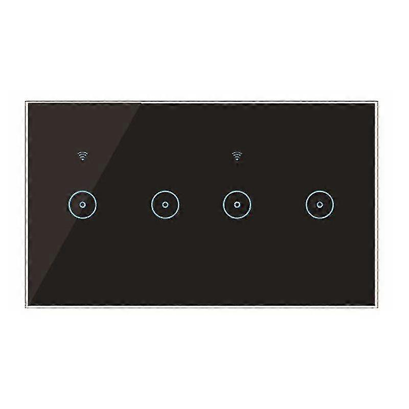 WiFi Smart Wall Switch 10A 4 Gang Touch Panel Remote Control Black