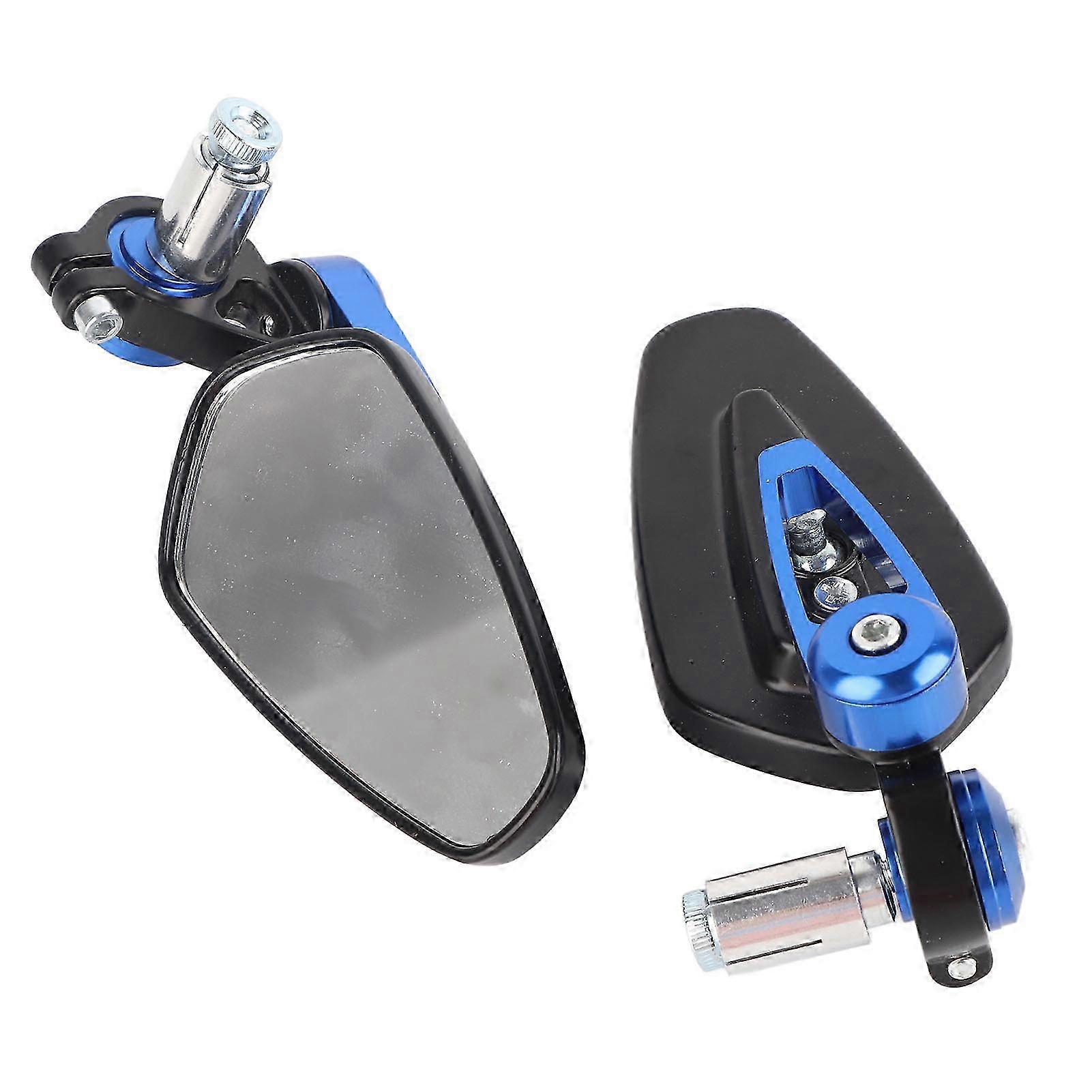 Universal Motorcycle Aluminum Alloy 7/8 22mm Bar End Side Rearview Mirrors Blue