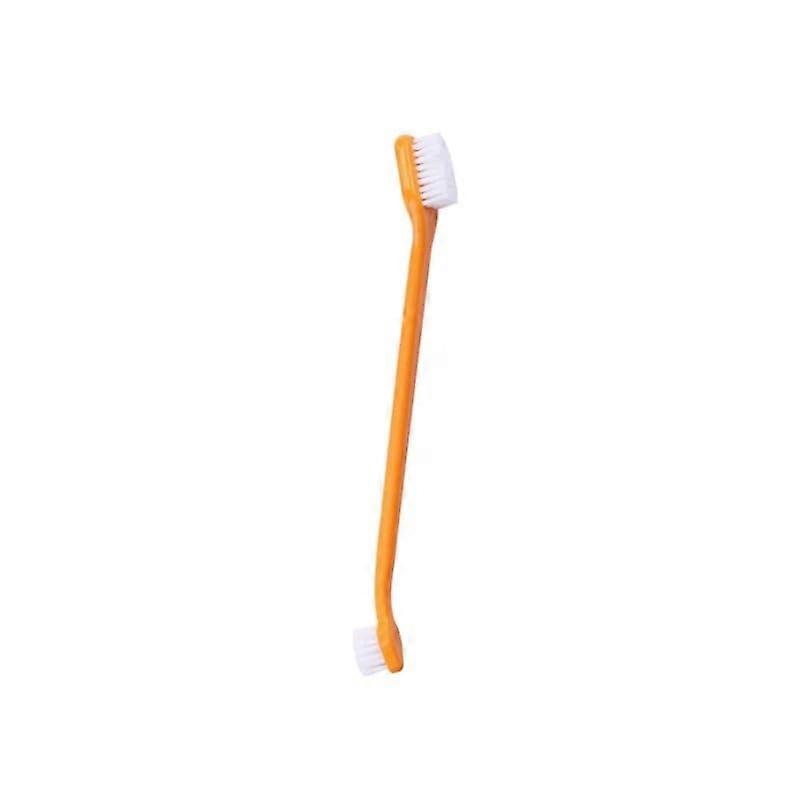Dog Toothbrush Double-Headed Finger Brush For Dog And Cat, Multi-Angle Cleaning Tool, Massage Care, Orange S Two-Sided