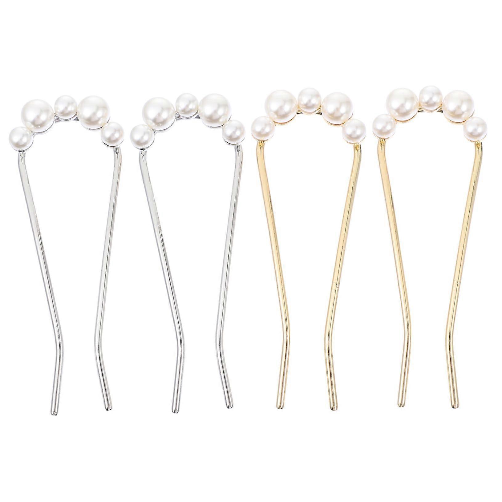U-Shaped Hair Pins Set of 4 Alloy Hair Accessories for Women Elegant Party Hair Jewelry