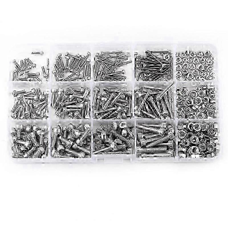 480pcs M2 Hex Socket Screws Set Stainless Steel Hex Cap Head Nuts Repair Tool