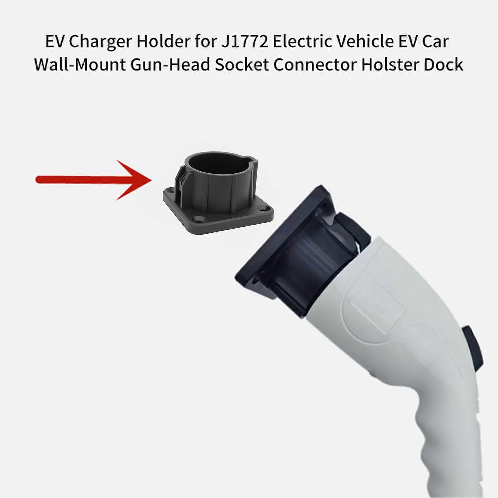 EV Charger Holder for J1772 Electric Vehicle EV Car Wall-Mount Gun-Head Socket Connector Holster Dock