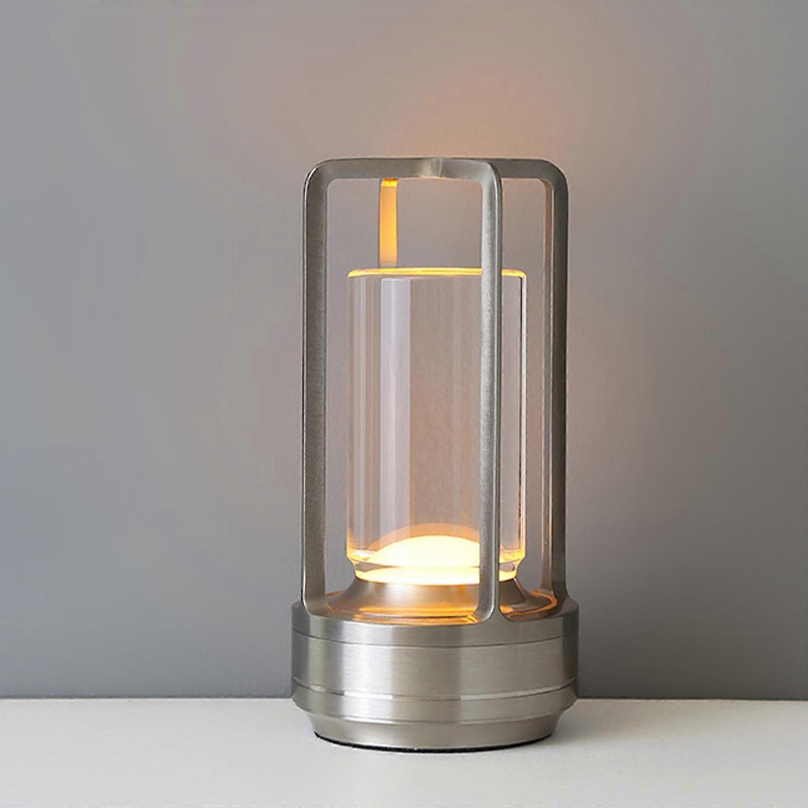 Table Lamp Crystal Lantern Lamp, Cordless Lamp with 3 Color Stepless Dimming Touch, Rechargeable Portable LED Desk Lamp for Bedroom Restaurant Home Ou