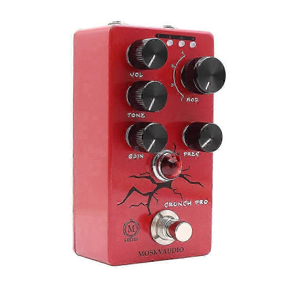 MOSKYO Guitar Distortion Pedal Electric Guitar Effects Pedal Vol/Tone/Gain/Pres Control True Bypass Metal Shell DC 9V 6.35mm Input/Output Interfac