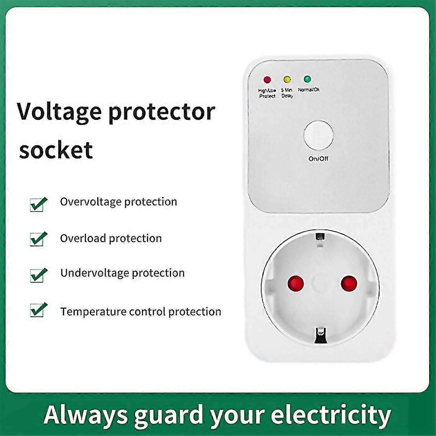 For Protector Voltage Relay Electrical Socket, Compatible For Home Appliance Eu Plug