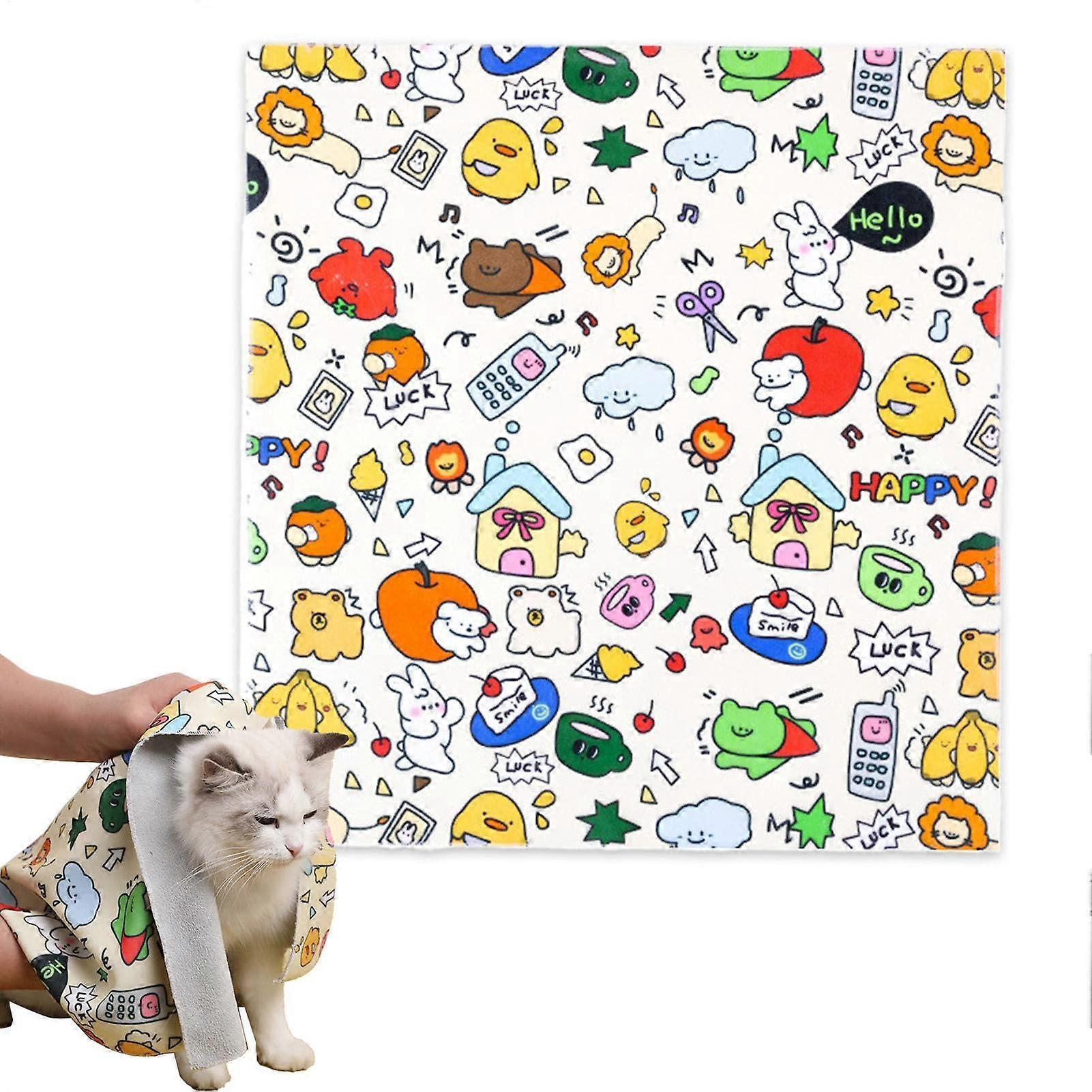 Cat Grooming Wrap: Anti-Escape Cat Restraint, Adjustable 55x55 cm, Calming, Scratch-Resistant Grooming Bag For Cats