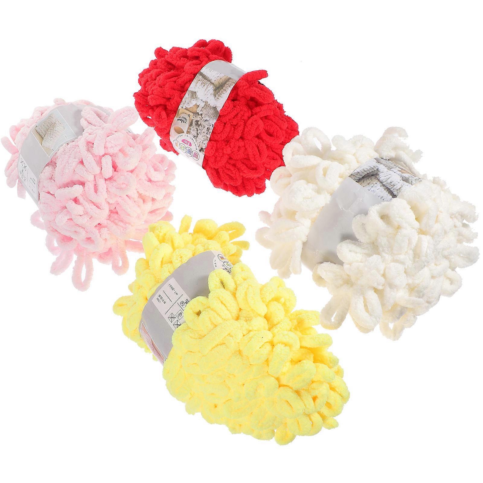 Knitting Yarn Thick Polyester Thread For Sewing Diy Projects Beginners Red 4 Rolls