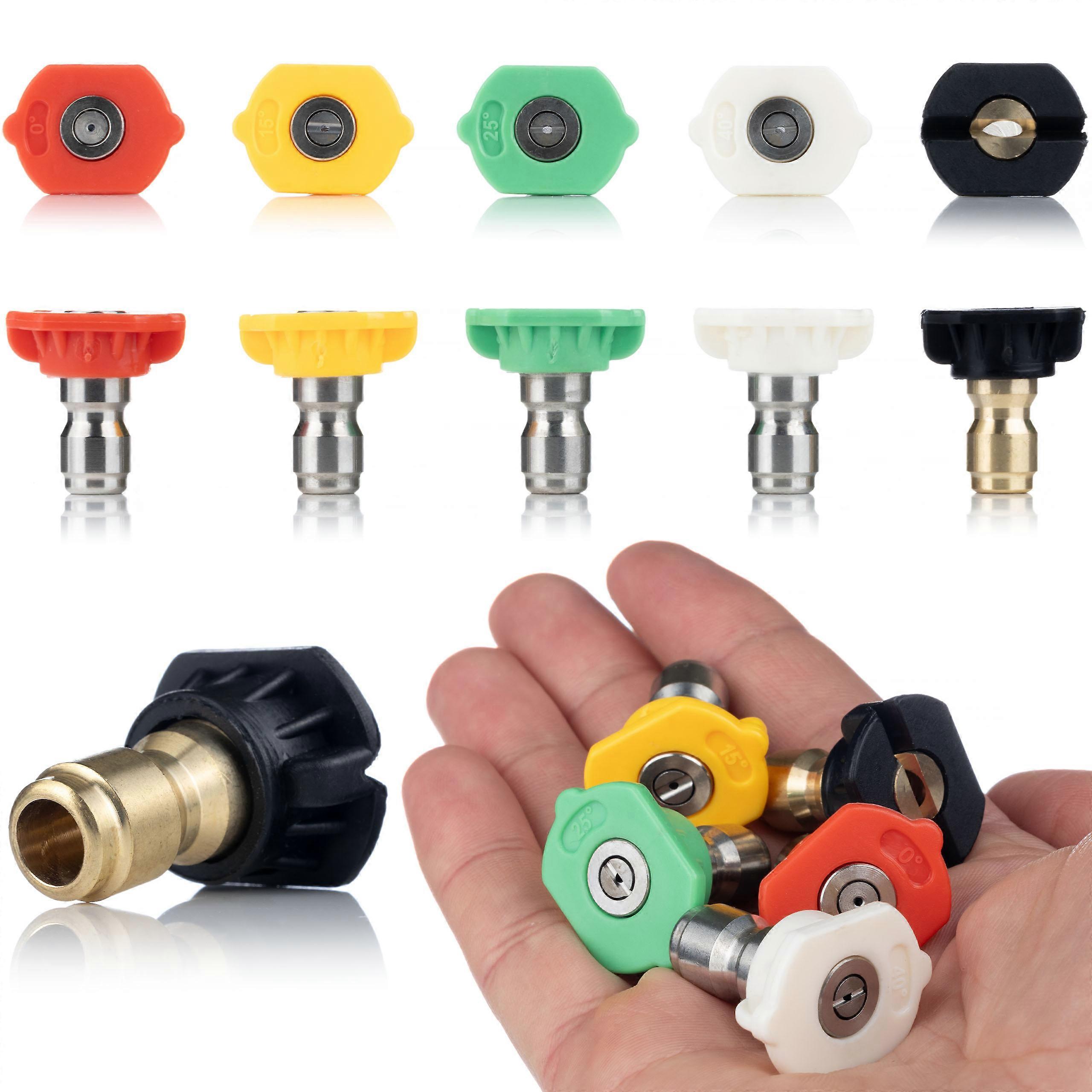 Rosfix Set of 5 nozzles for a pressure washer quick coupling – 0°-60° | Max 250 Bar, 3600 Psi