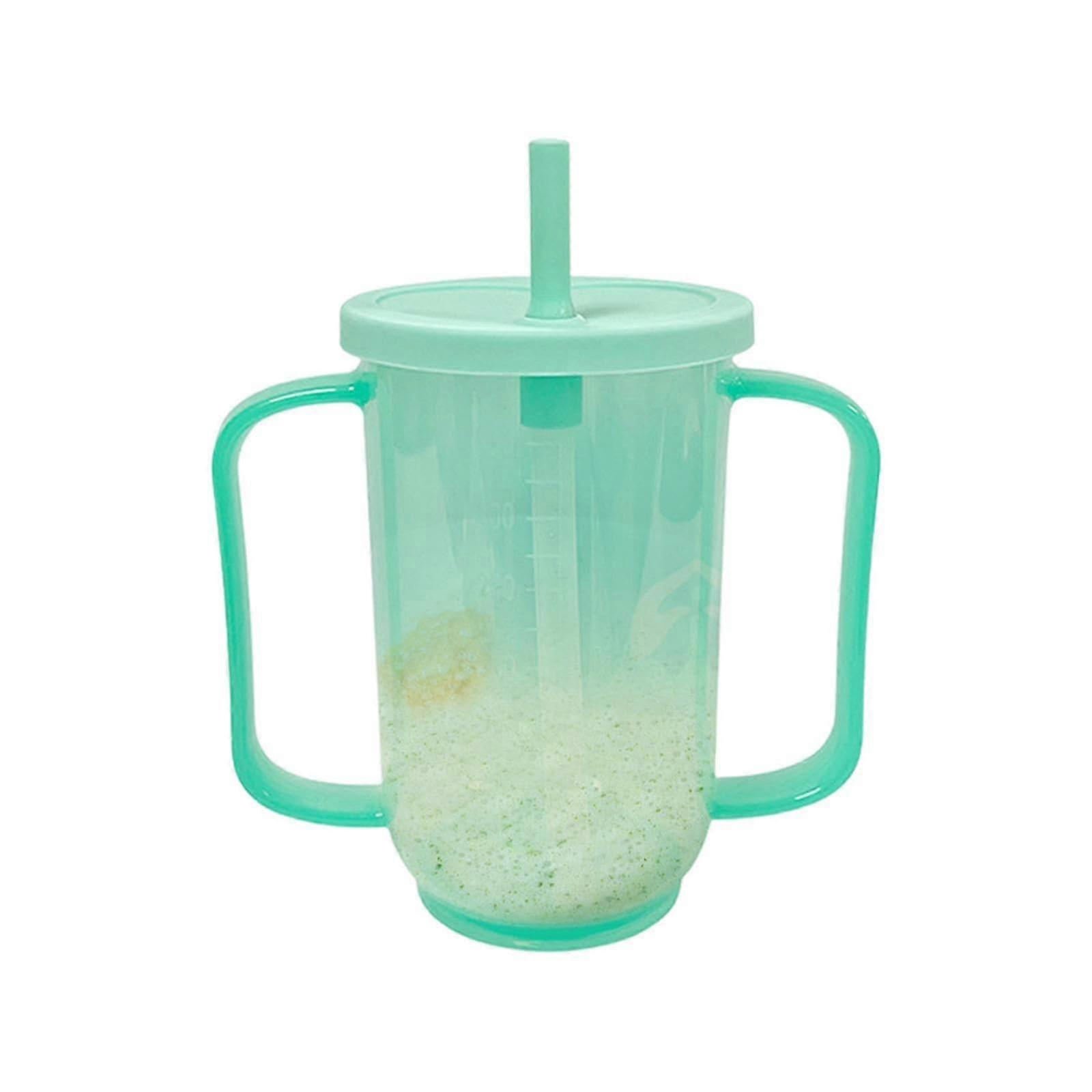 Sippy Cup for Adults, 350 ml Cup with Two Handles and Straw and Lid for Adults, Feeding Aid Drinking Aid Sippy Cup for Elderly People (Style 1)