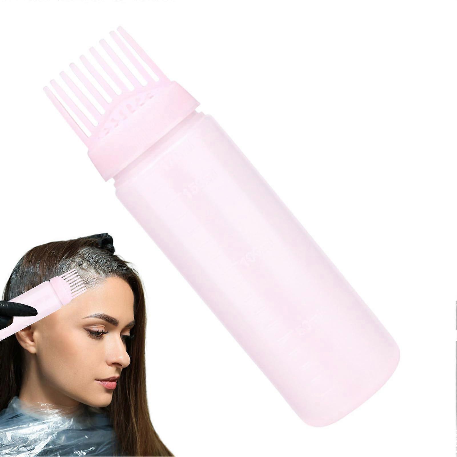 Root Comb Bottle Hair Dye Applicator, 16.3 X 4.9 Cm, Clear Precision Scalp Tip, Rose, Reusable Tool For Salon And Home Use